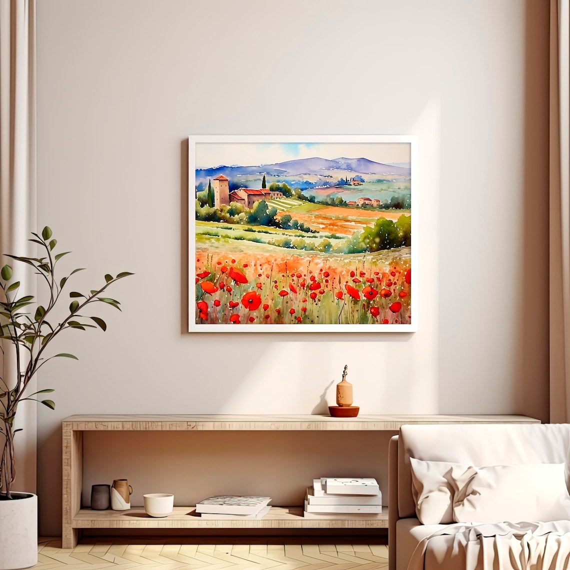 Italian Countryside Watercolor Art Print, Tuscany - Image 2