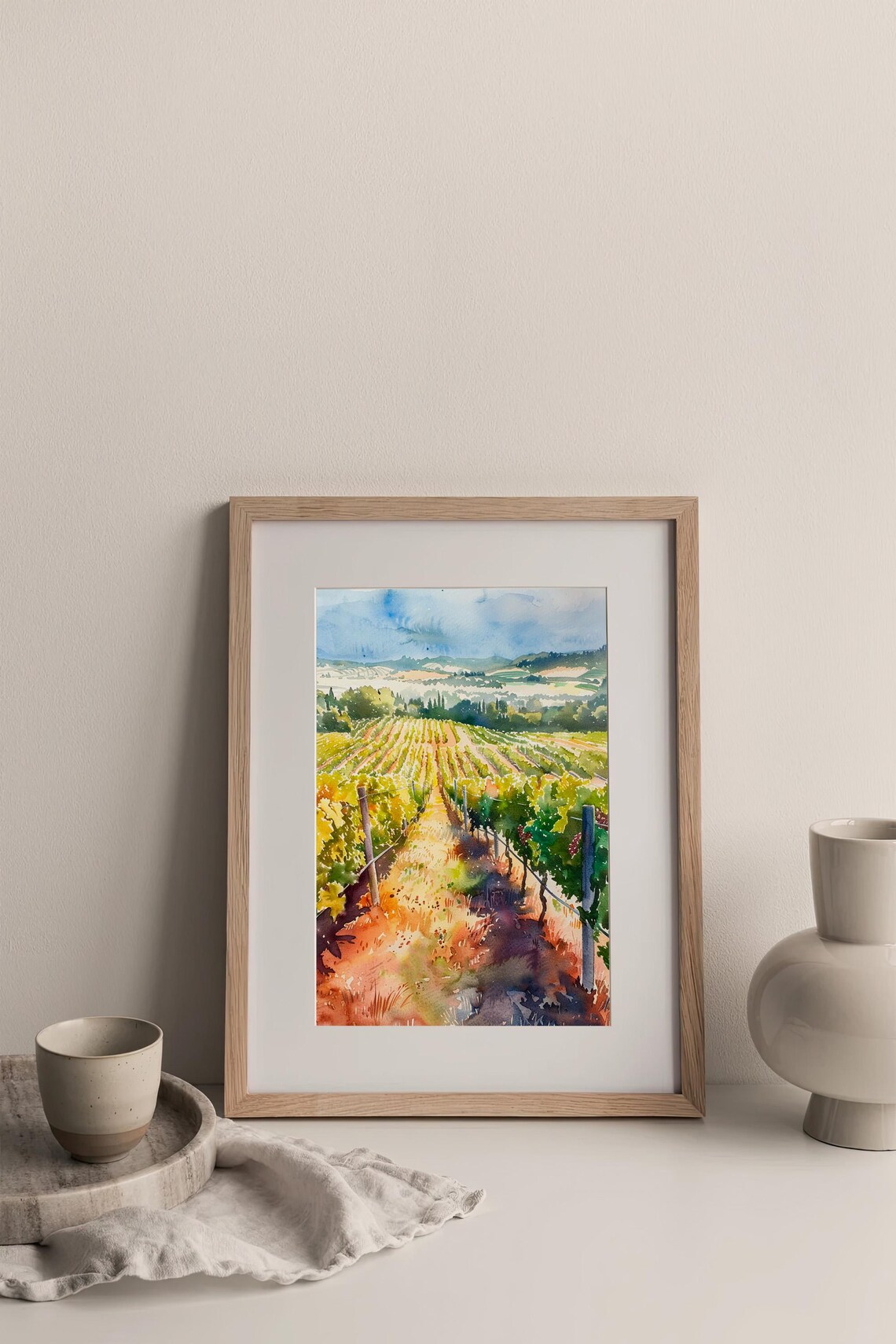 Napa Valley Watercolor Art California Vineyards Watercolor Painting Travel Art Poster Gifts By Feelingprints - Image 3