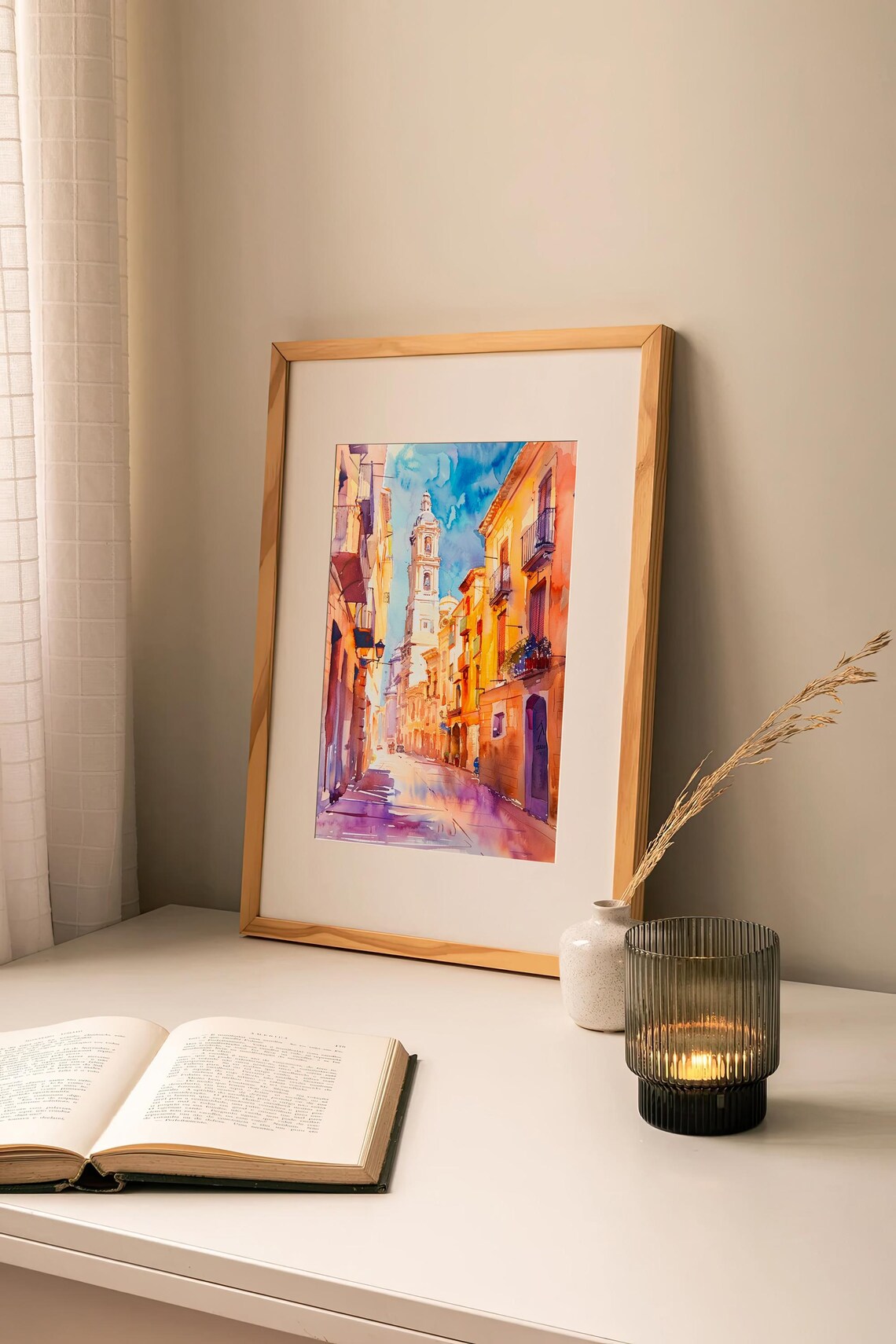 Valencia Spain Cityscape Watercolor Art Print - Image 2