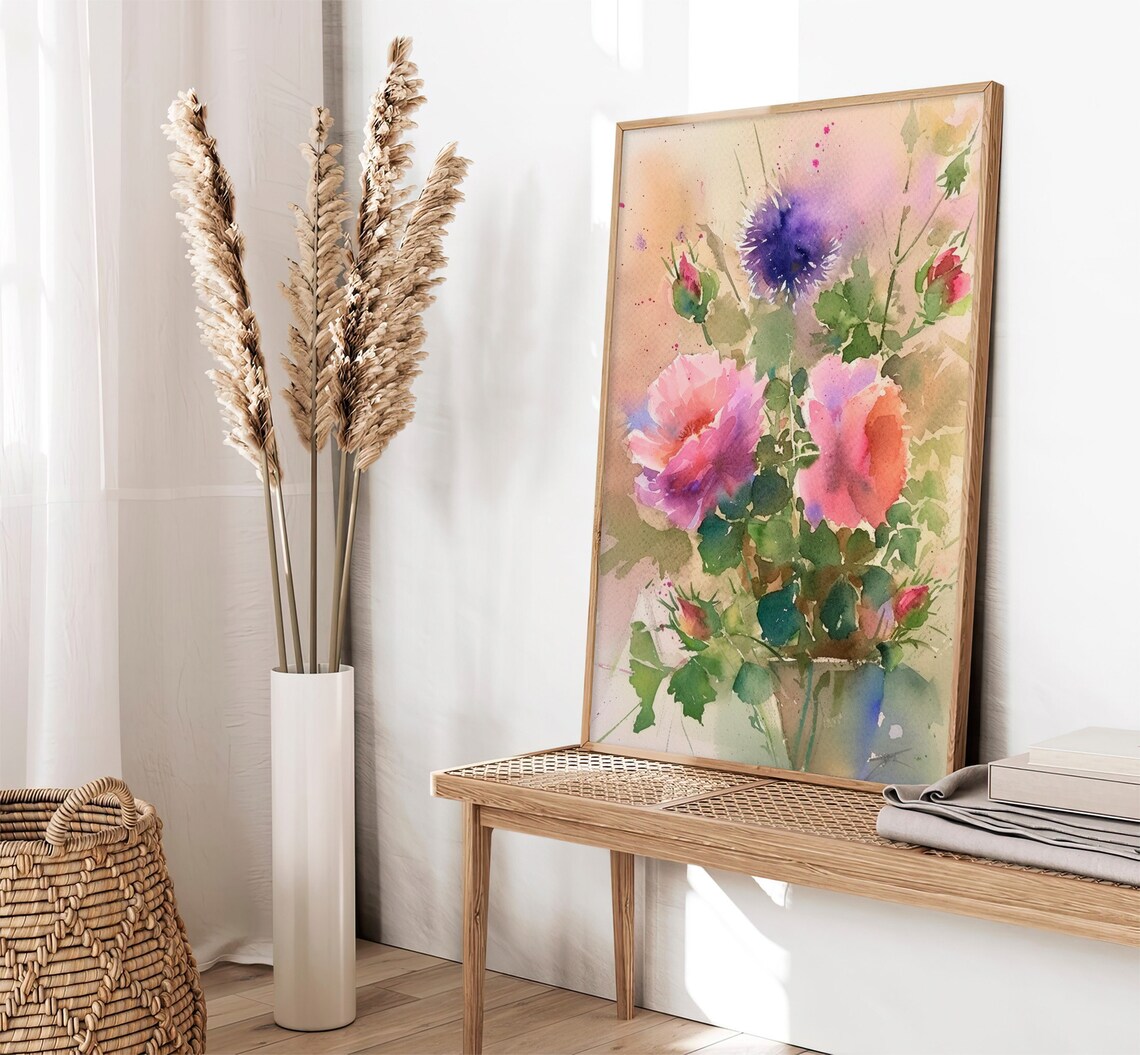 Roses, Shamrock and Thistle Watercolor Art Print - Image 2
