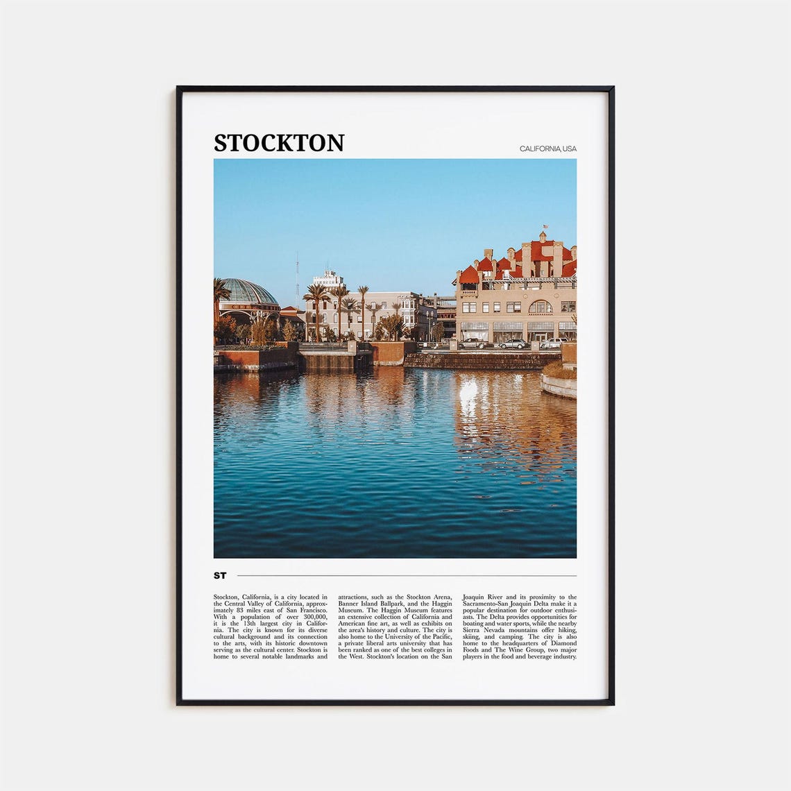 Stockton Travel Poster Stockton Wall Art Stockton Poster Print Stockton Photo Stockton Decor California Usa