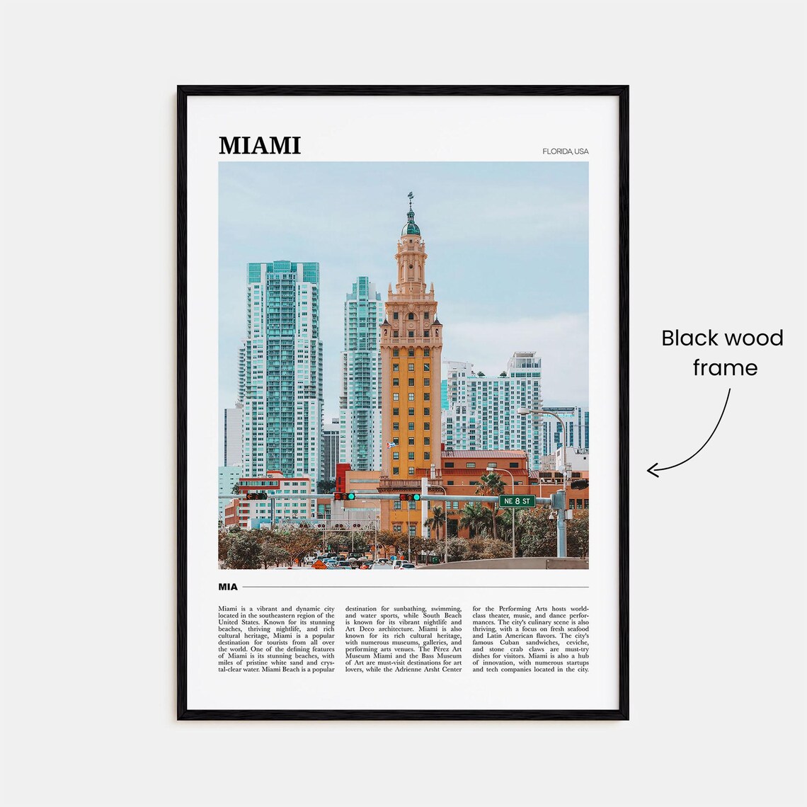 Miami Florida Freedom Tower Skyline Vintage Editorial Travel Poster - Image 2