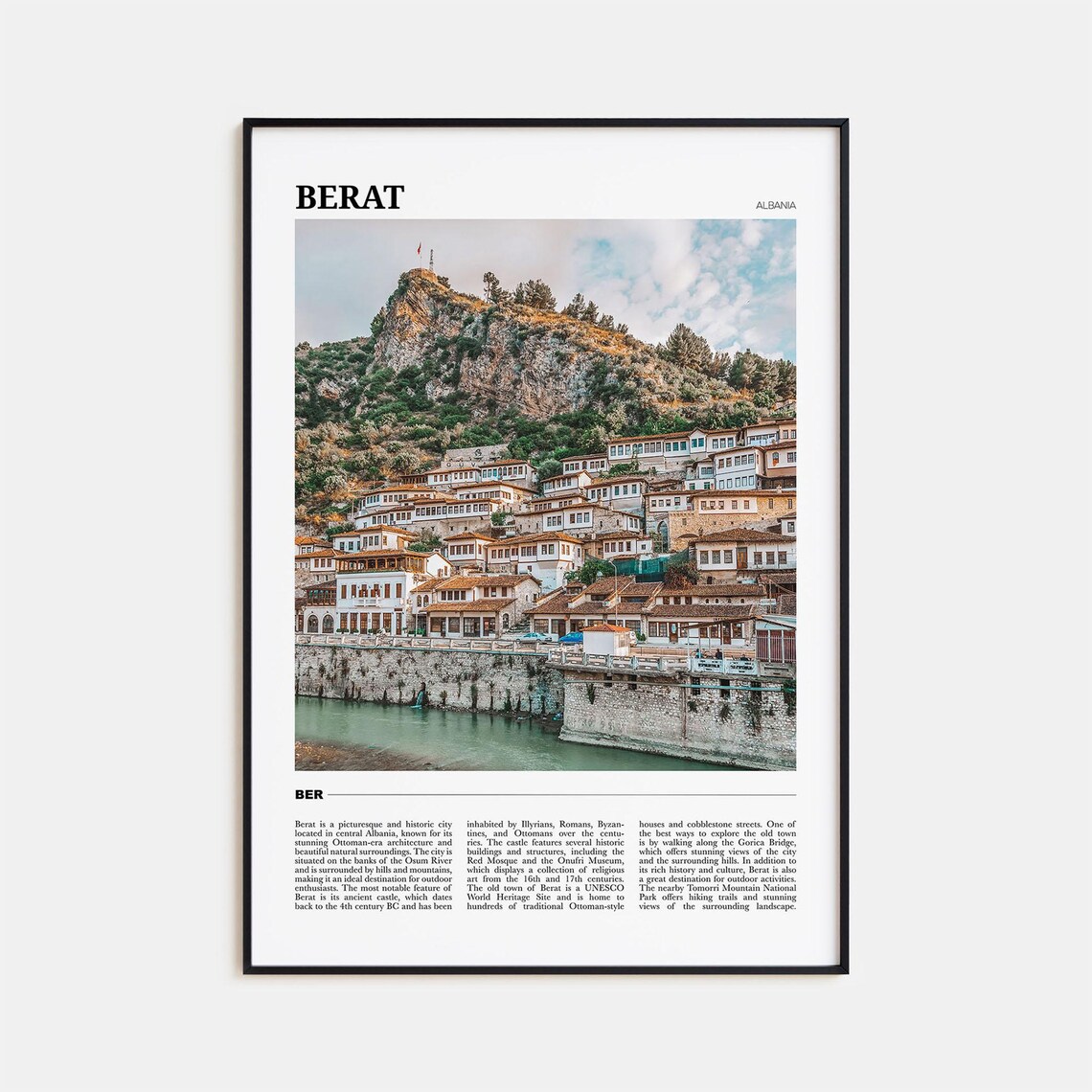 Berat Travel Poster, Albania Travel Wall Art