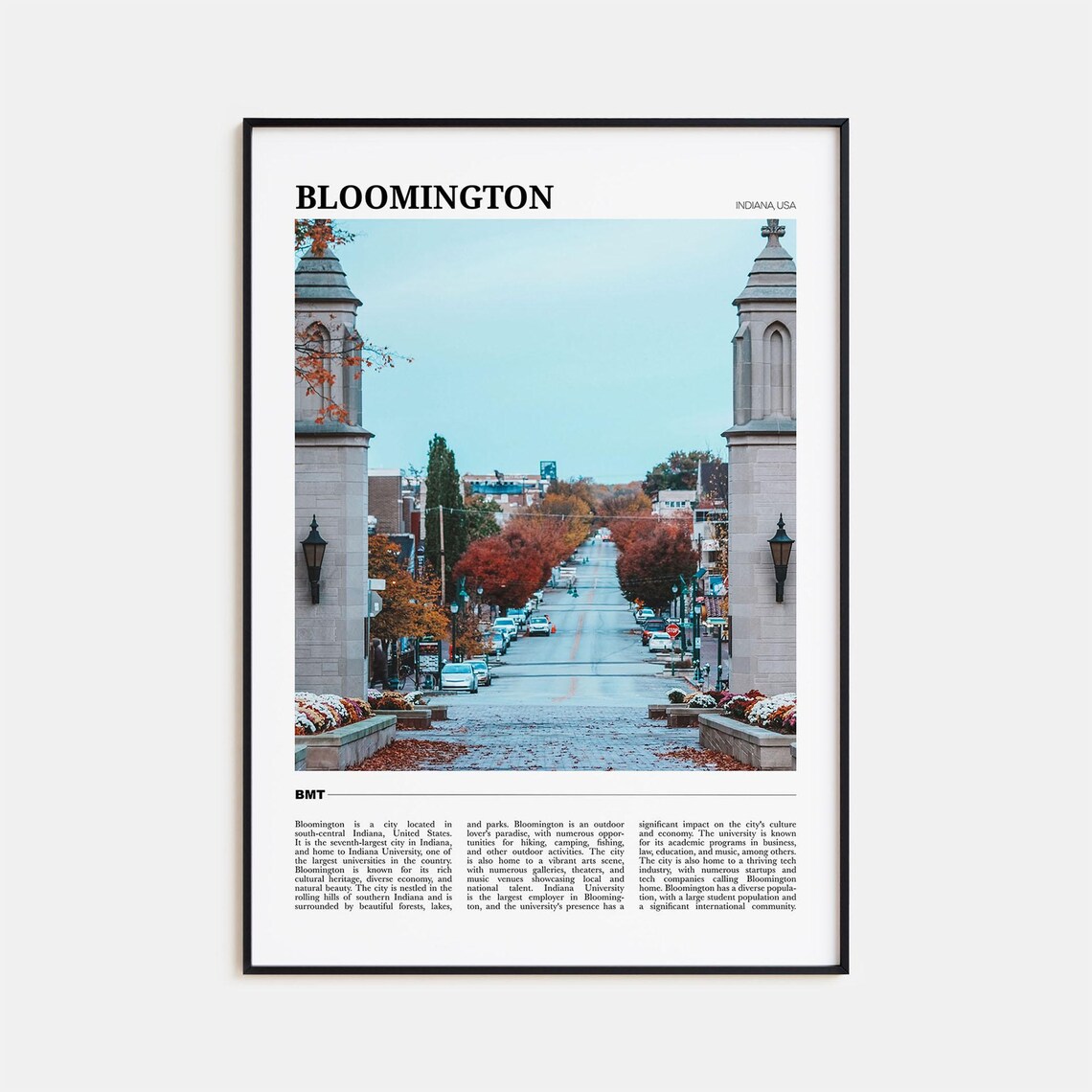 Bloomington Travel Poster, Indiana USA Art Print