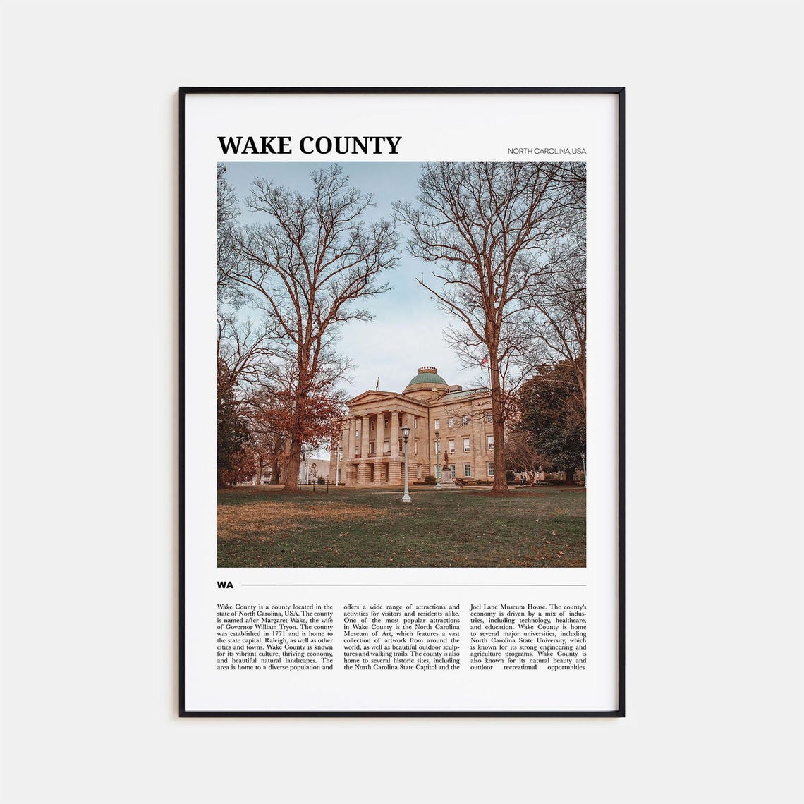 Wake County North Carolina Historic State Capitol Building Poster
