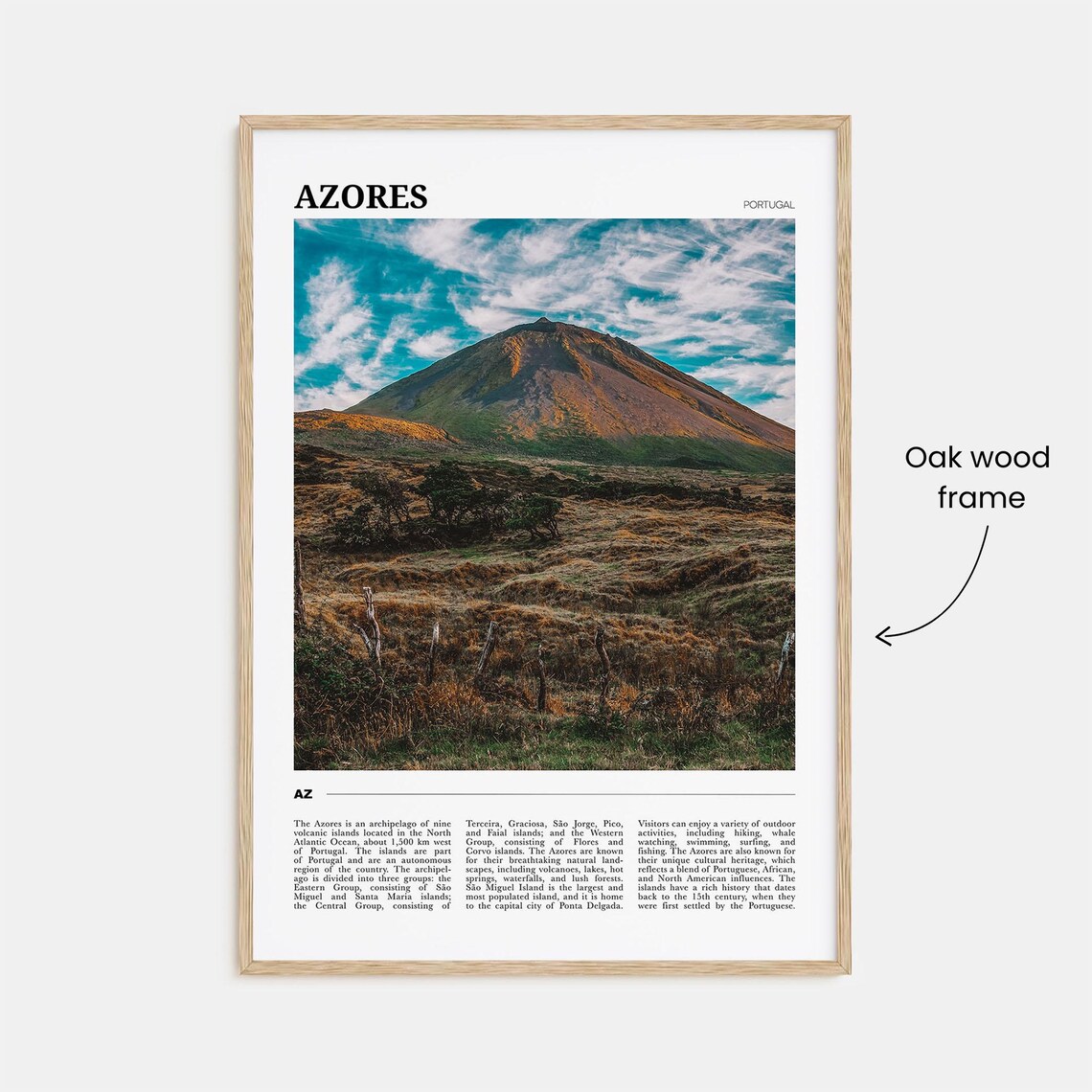 Azores Portugal Volcanic Peak Island Landscape Nature Travel Poster - Image 3