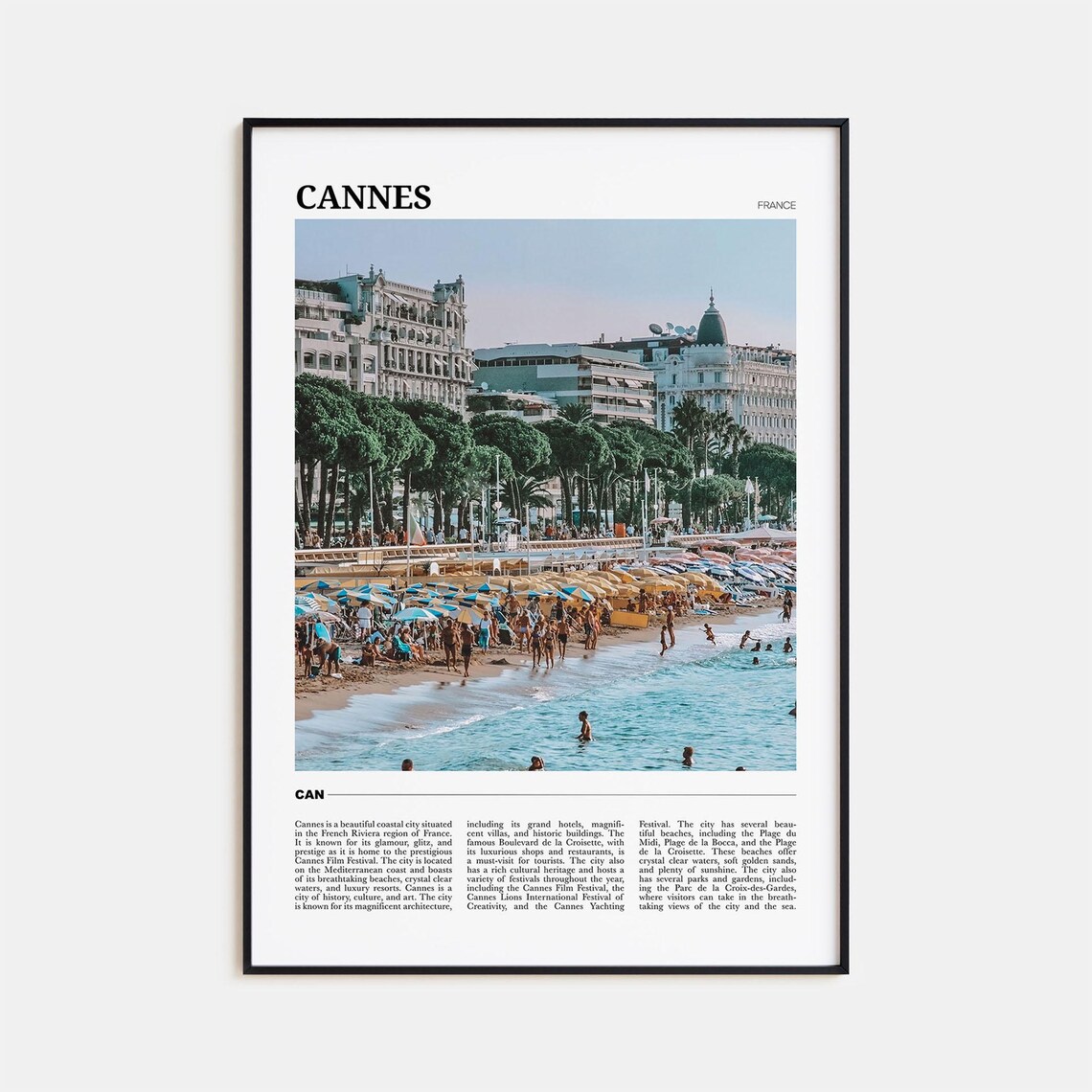 Cannes Travel Poster, France City Wall Art