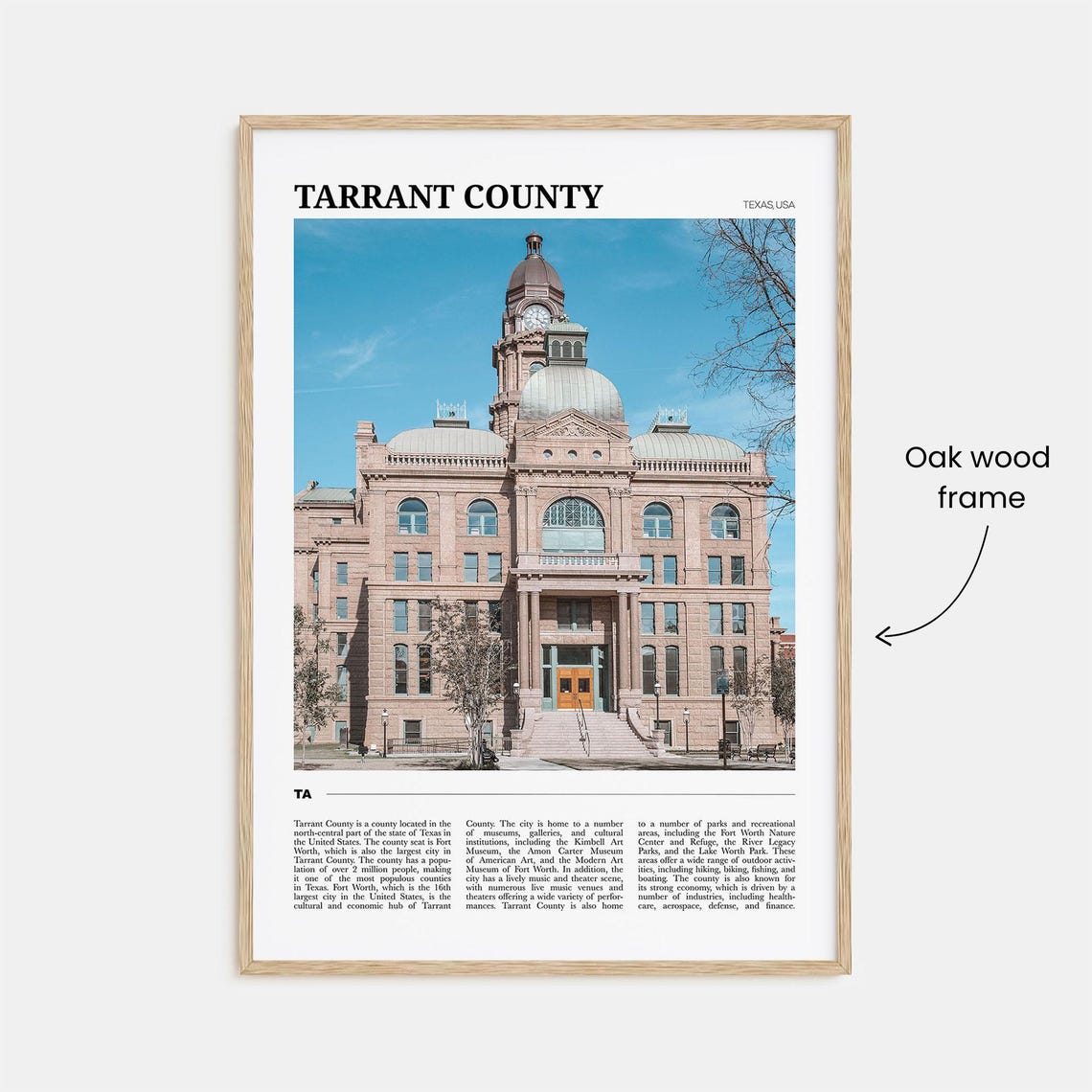 Tarrant County Texas Historic Fort Worth Courthouse Travel Poster - Image 3