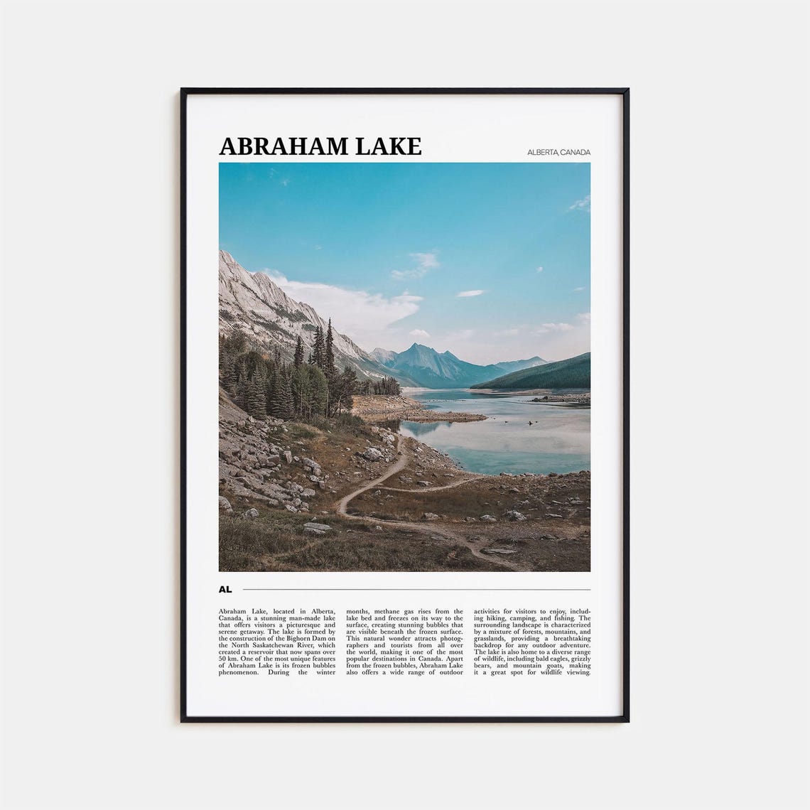 Abraham Lake Alberta Canada Mountain Lake Travel Photo Poster