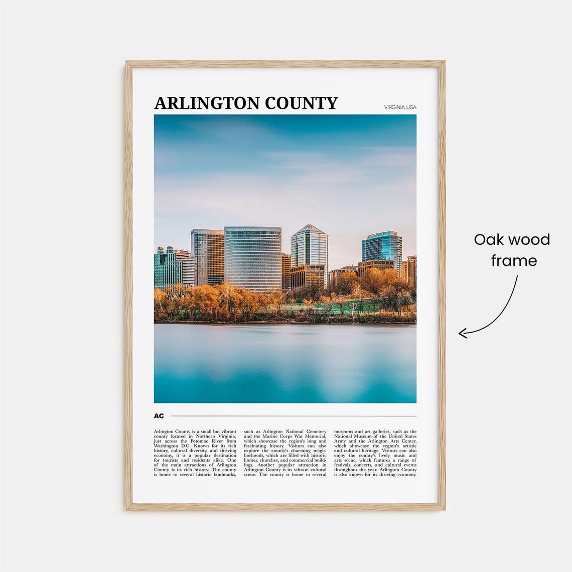 Arlington County Virginia Riverfront Skyline Sunset View Poster - Image 3