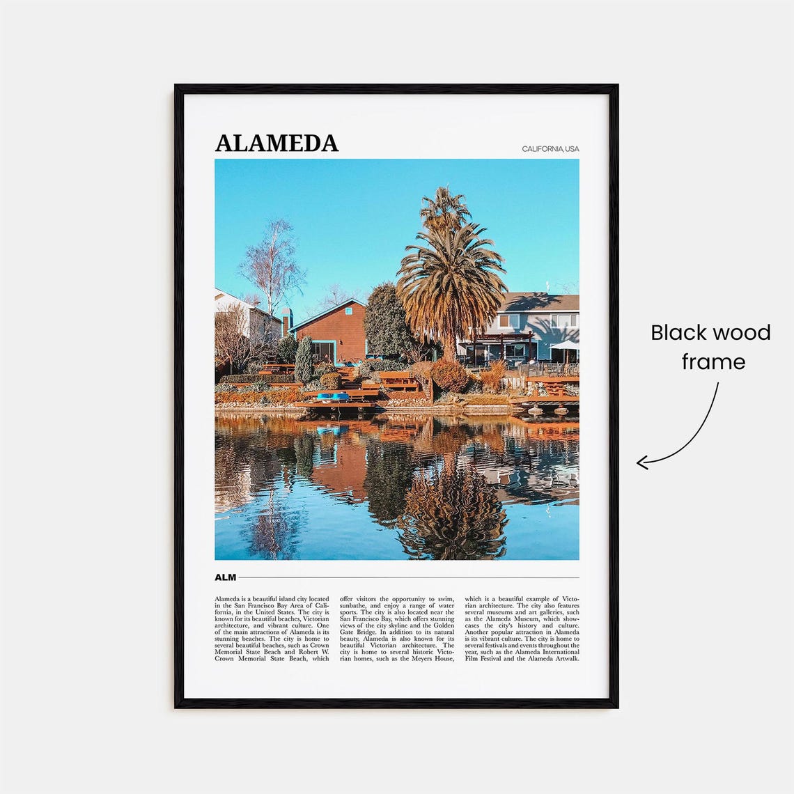 Alameda California USA Waterfront Lagoon Reflections View Poster - Image 2
