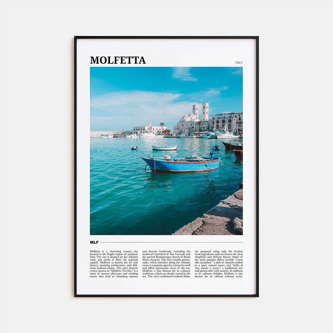 Molfetta Italy Travel Poster, Place Name Art Print
