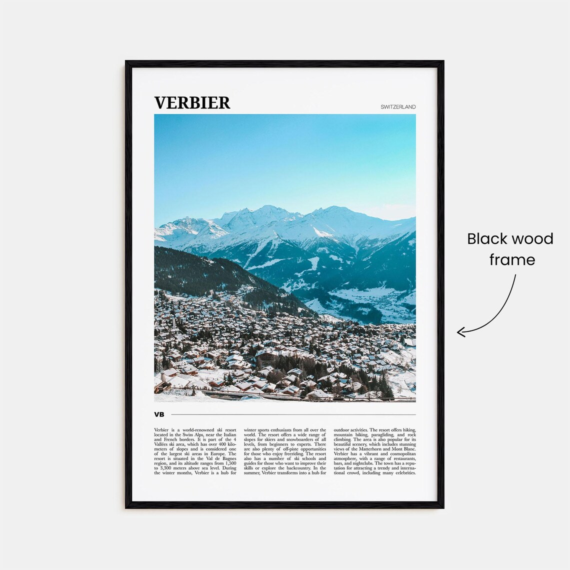 Verbier Switzerland Alpine Snowy Ski Resort Winter Travel Poster - Image 2