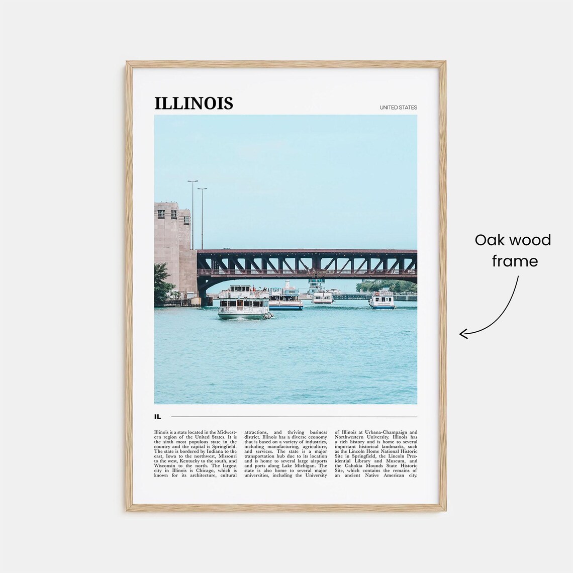 Illinois USA Chicago River Bridge Tour Boats Skyline View Poster - Image 3