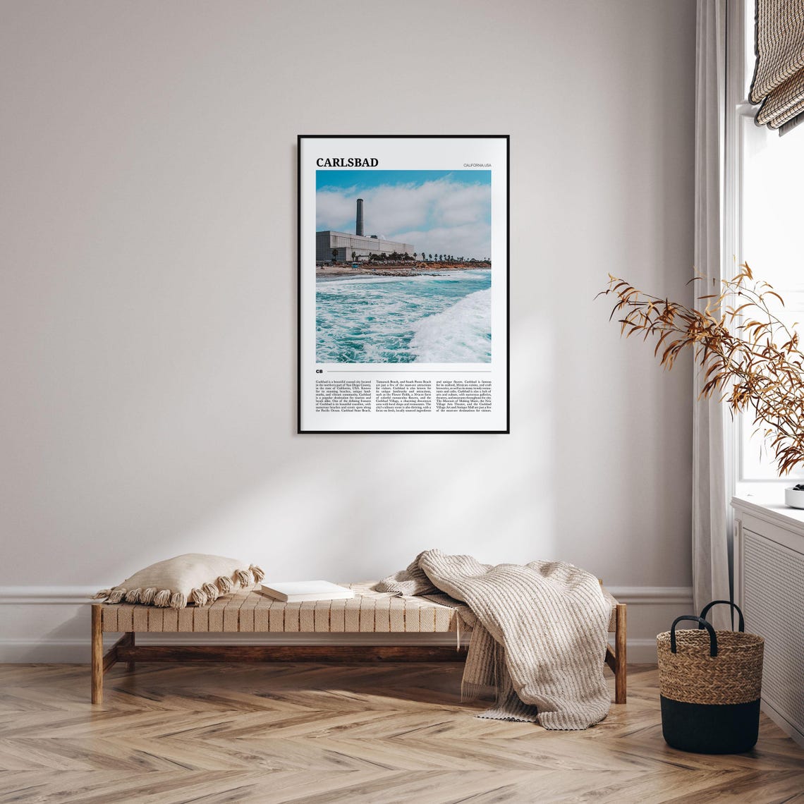 Carlsbad California Pacific Waves Beach Cliffs Palms Photo Poster - Image 4