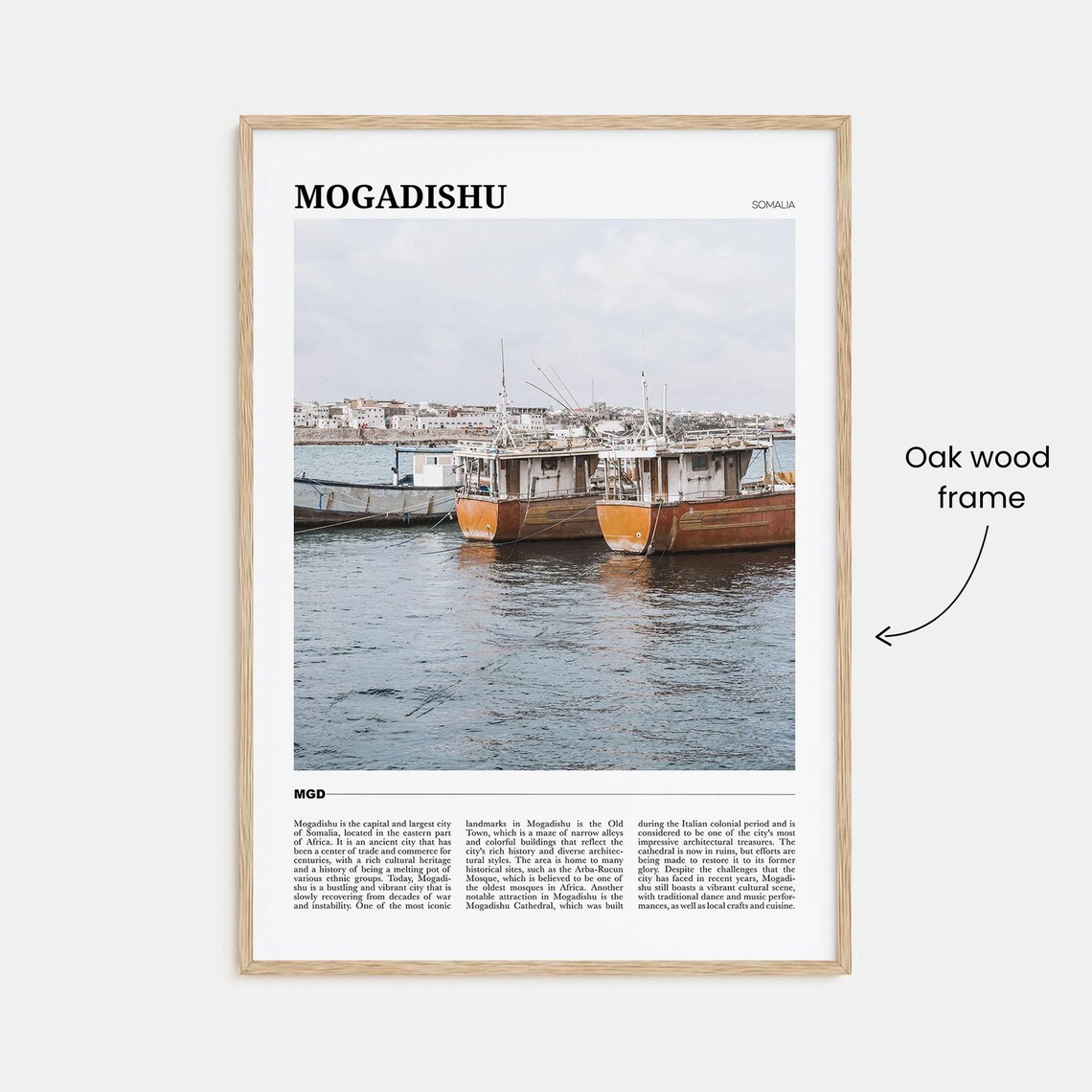 Mogadishu Somalia Fishing Harbor Boats Waterfront Travel Poster Series - Image 3