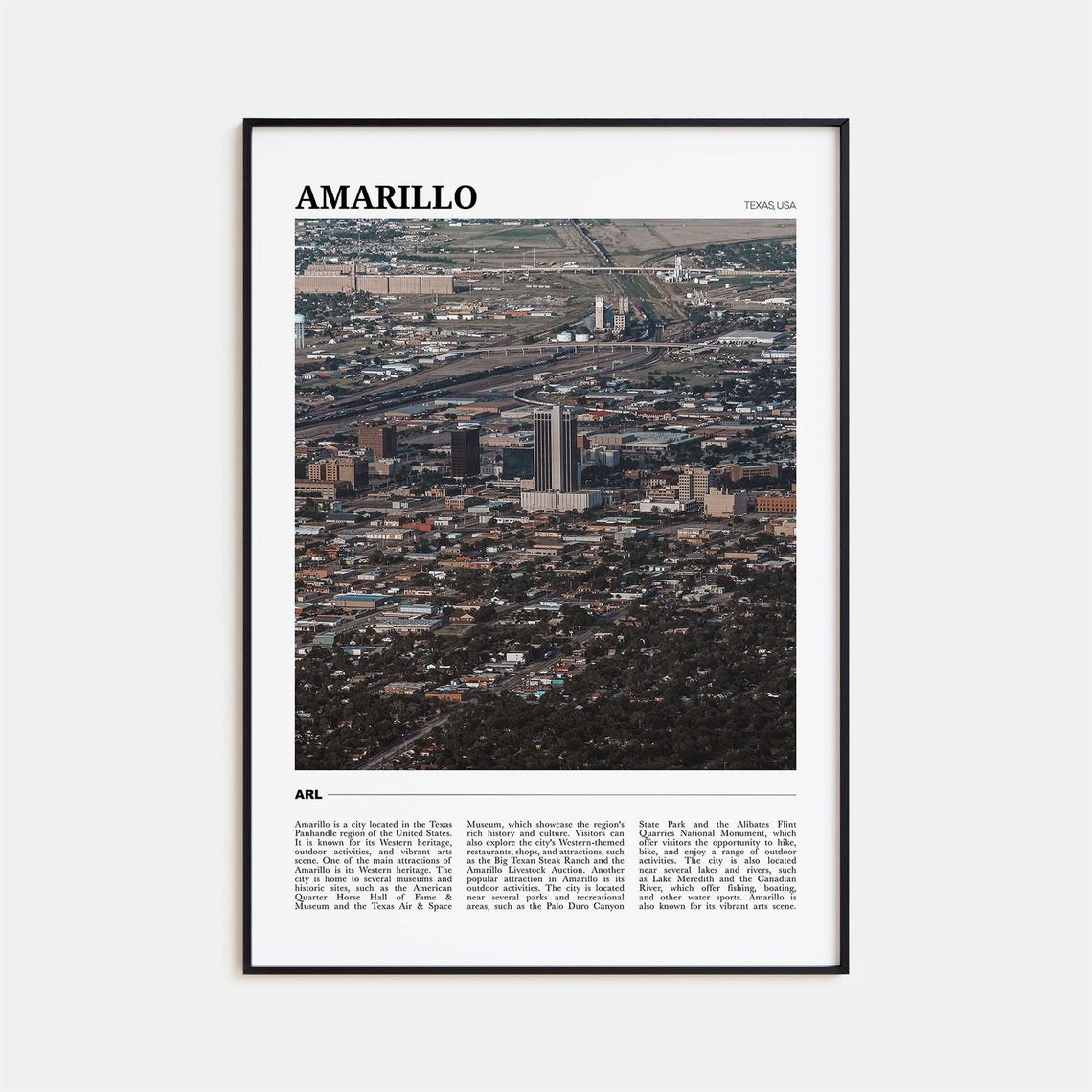 Amarillo Texas USA Aerial City Skyline at Dusk Panhandle Poster