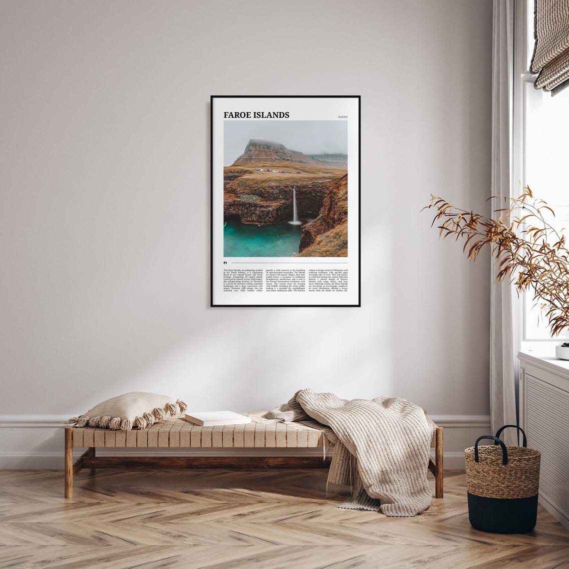 Faroe Islands Travel Poster Sea Cliffs Waterfall Nordic Landscape View - Image 4