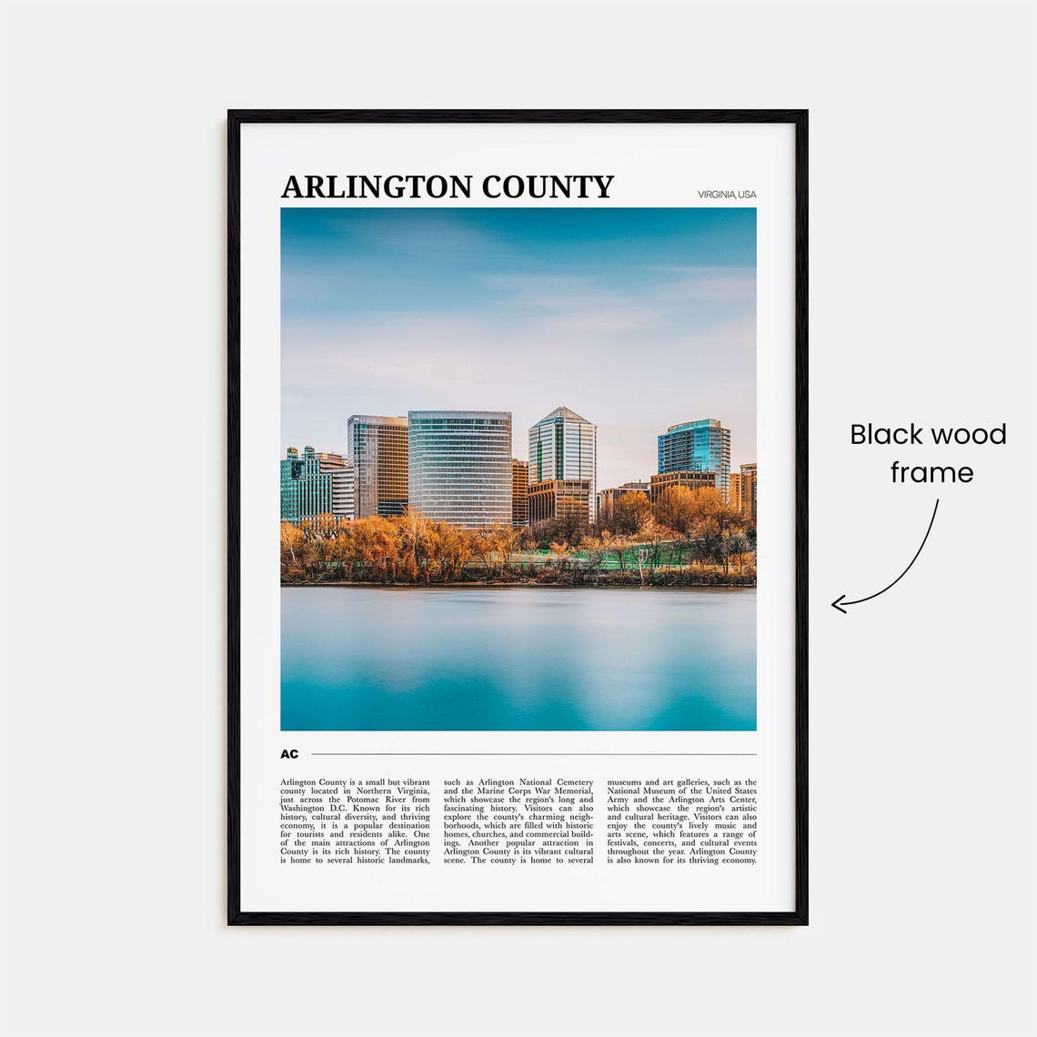 Arlington County Virginia Riverfront Skyline Sunset View Poster - Image 2