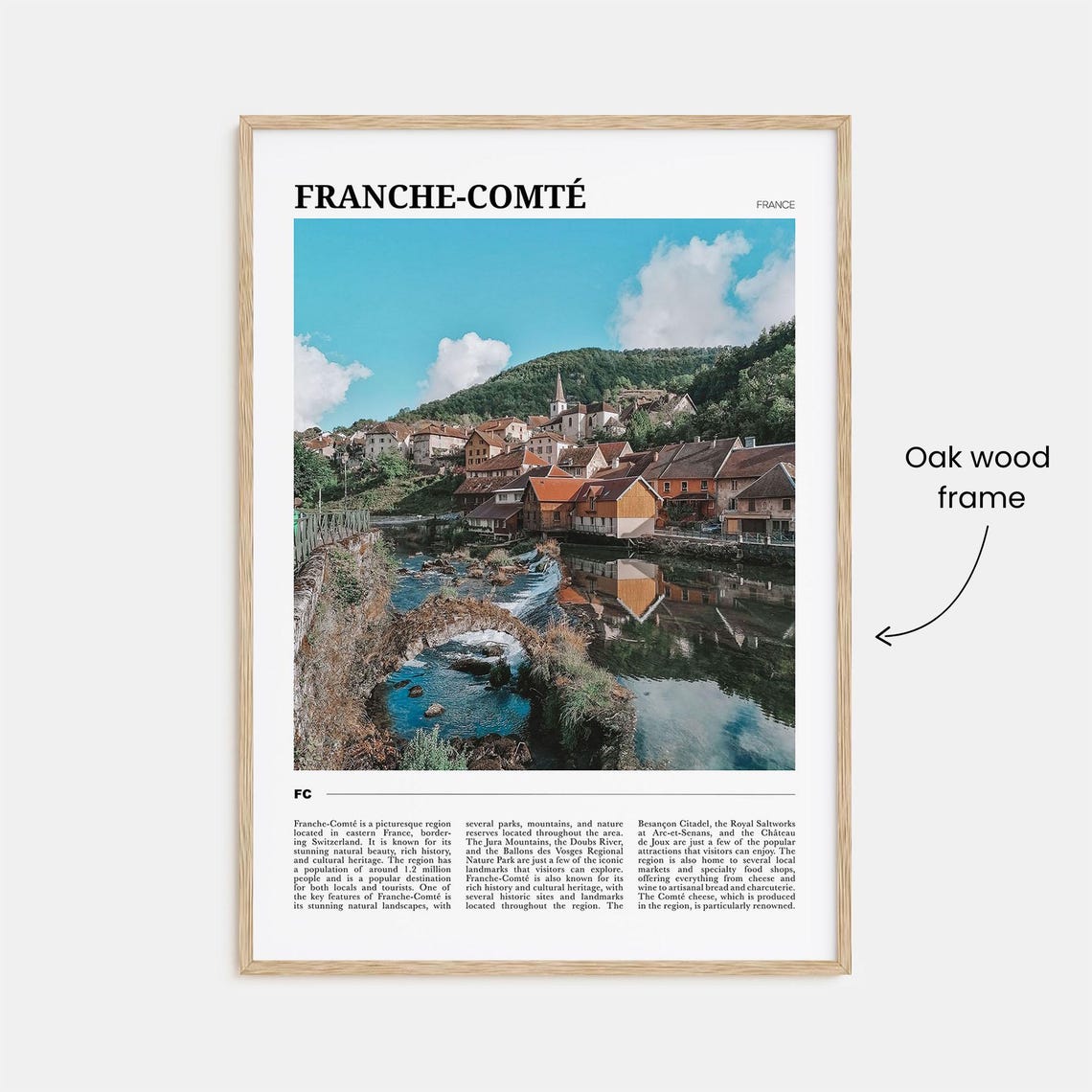 Franche Comte France Riverside Village Church Spire Travel Poster - Image 3