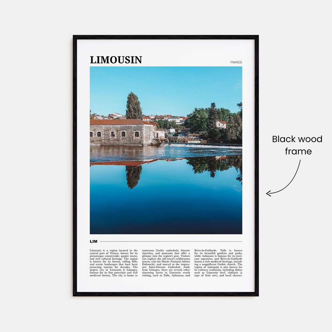 Limousin France Calm Riverside Old Town Travel Photography Poster - Image 2