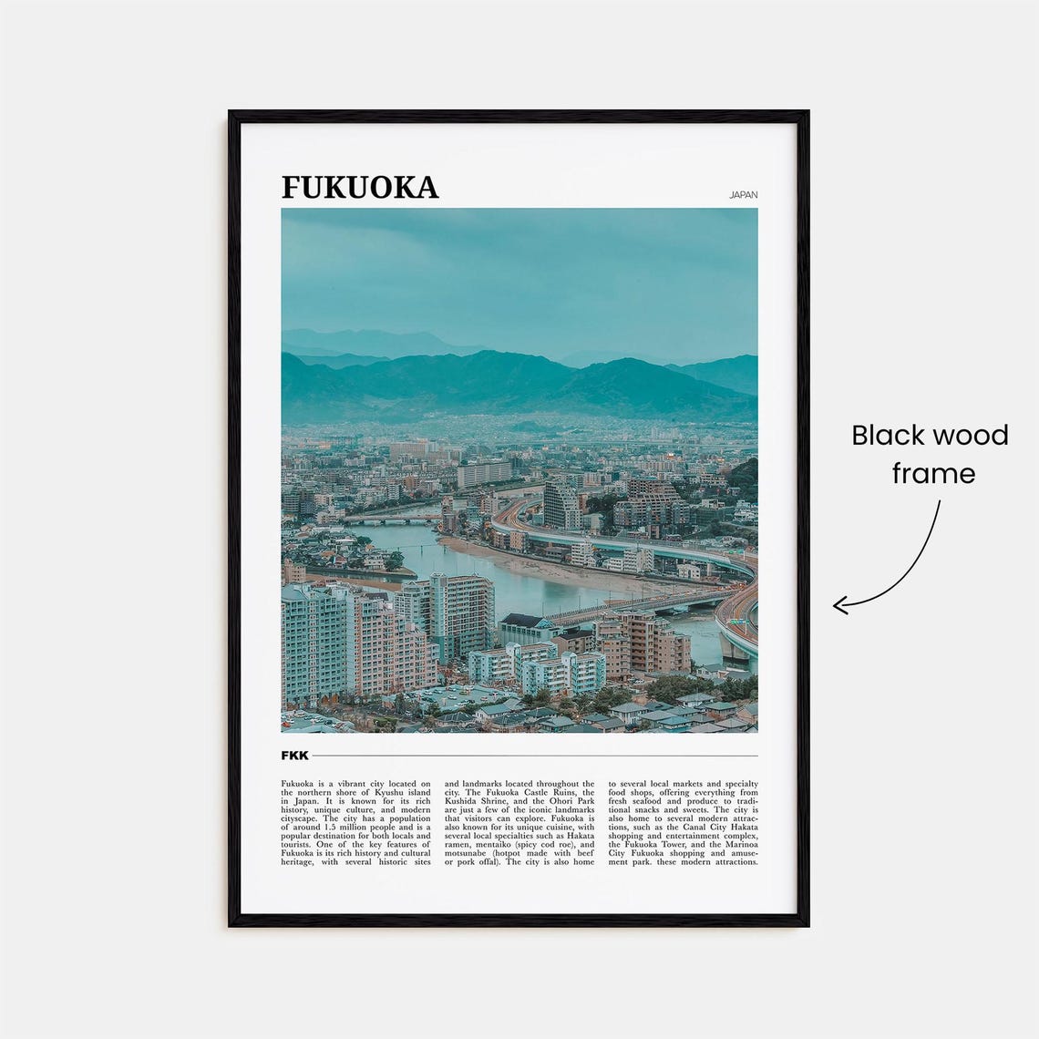 Fukuoka Japan Cityscape Mountain Backdrop Photo Travel Poster - Image 2