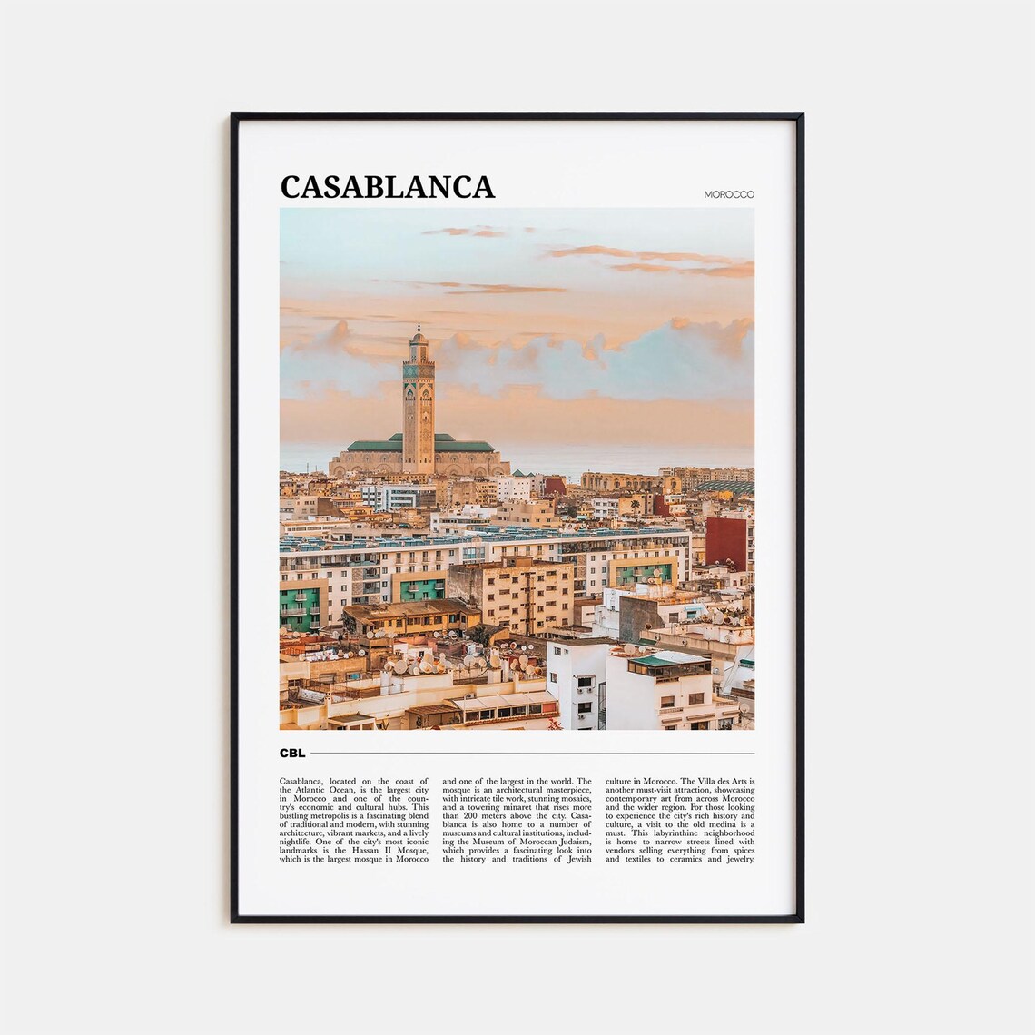 Casablanca Travel Poster, Morocco Wall Art Print