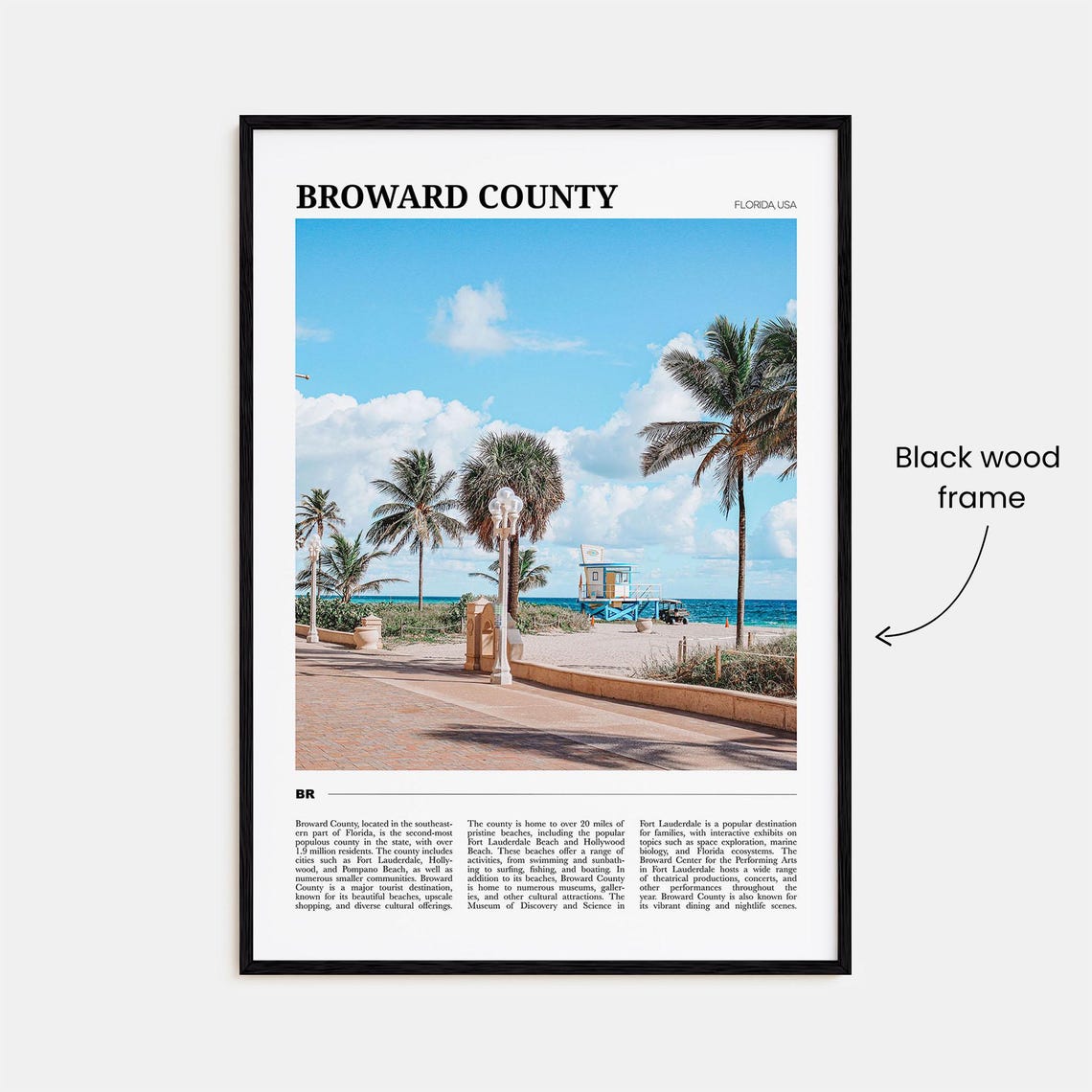 Broward County Florida Beach Boardwalk Palm Trees Ocean Poster - Image 2