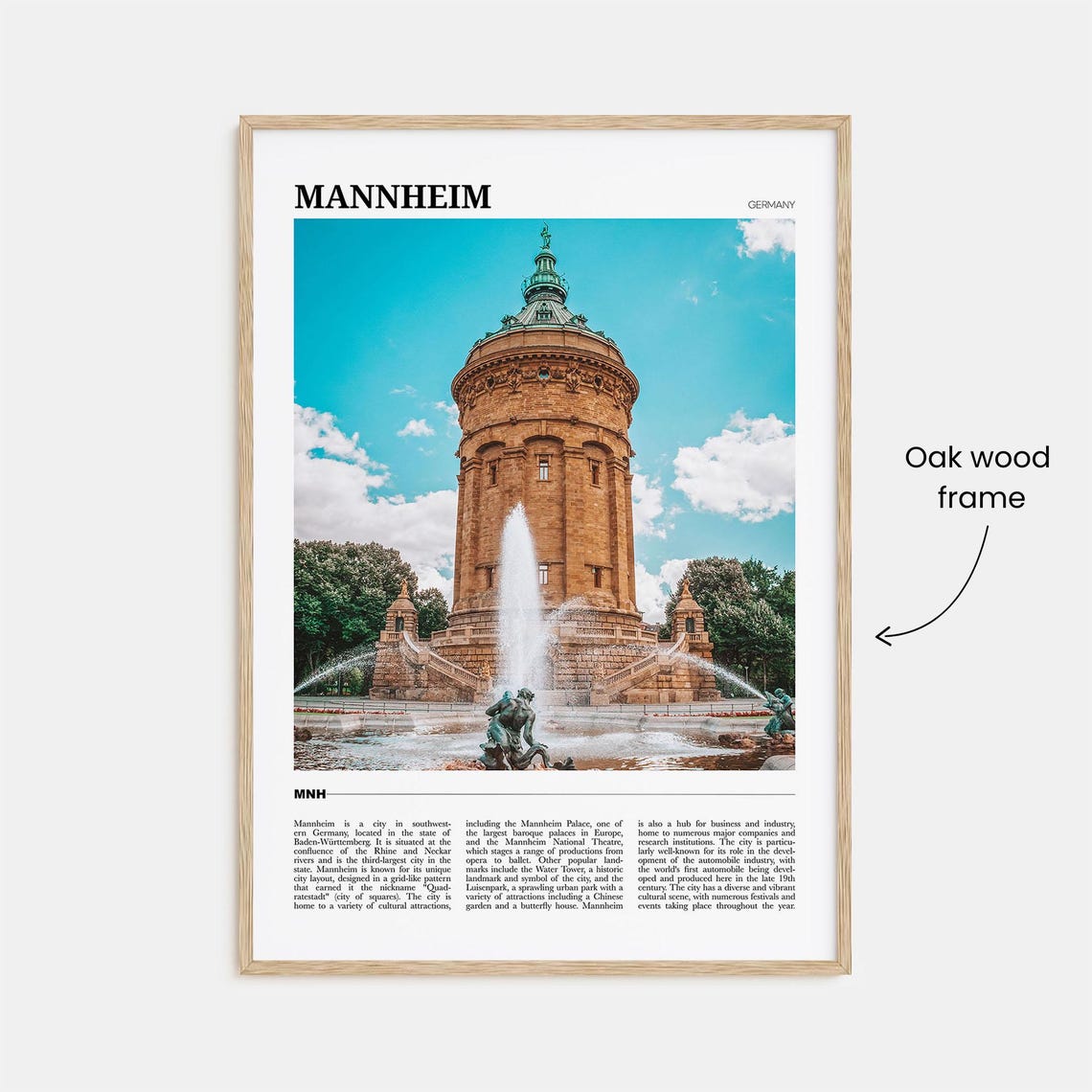 Mannheim Germany Historic Water Tower Fountain Landmark Poster - Image 3