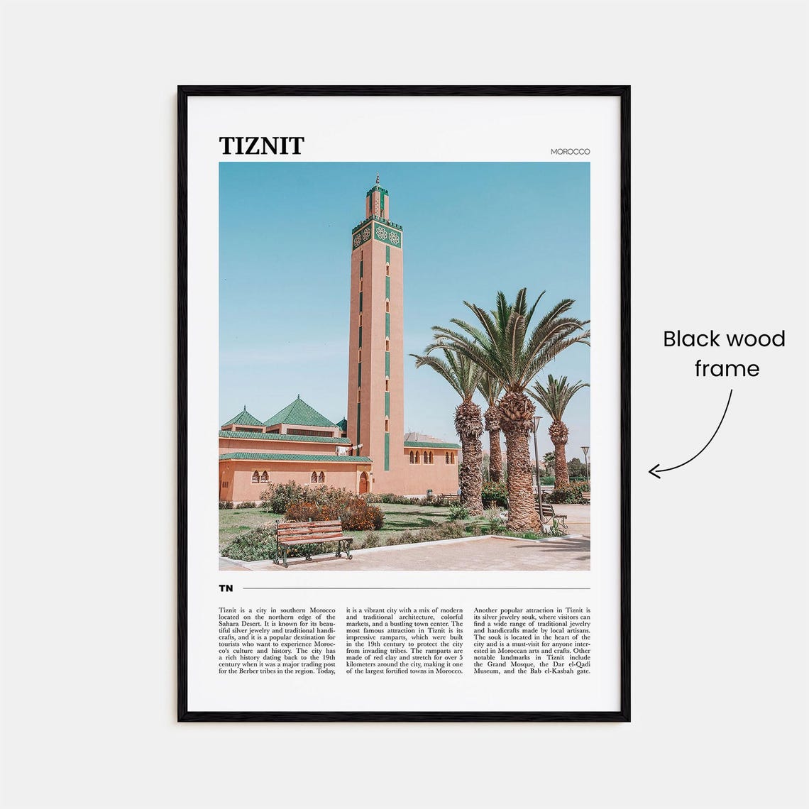 Tiznit Morocco Travel Poster Historic Mosque Minaret Palm Trees View - Image 2