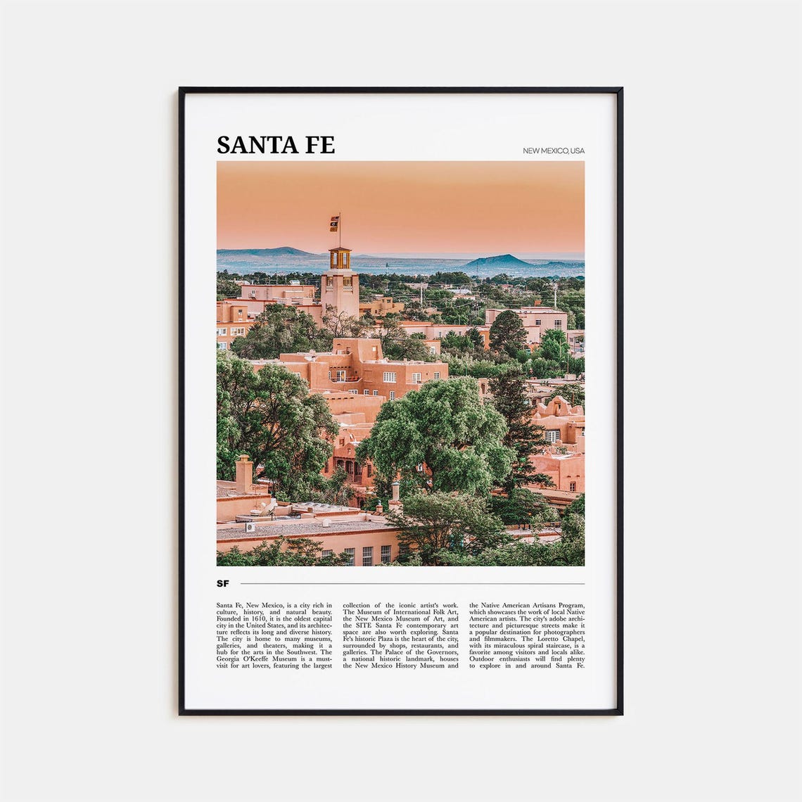 Santa Fe New Mexico Adobe Old Town Sunset Travel Poster Series