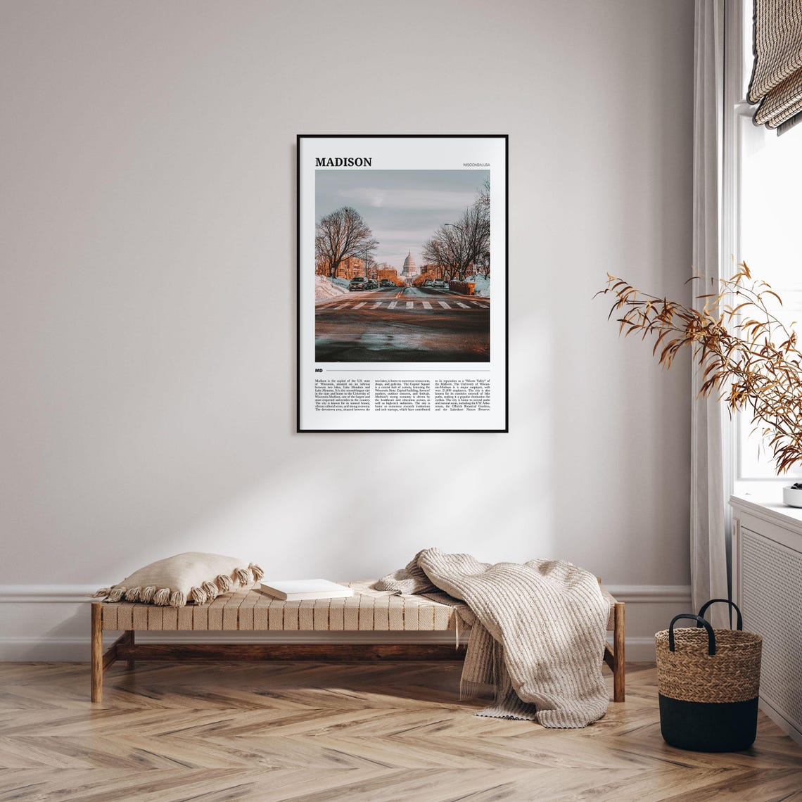 Madison Wisconsin Capitol Street Winter Snow City Scene Poster - Image 4