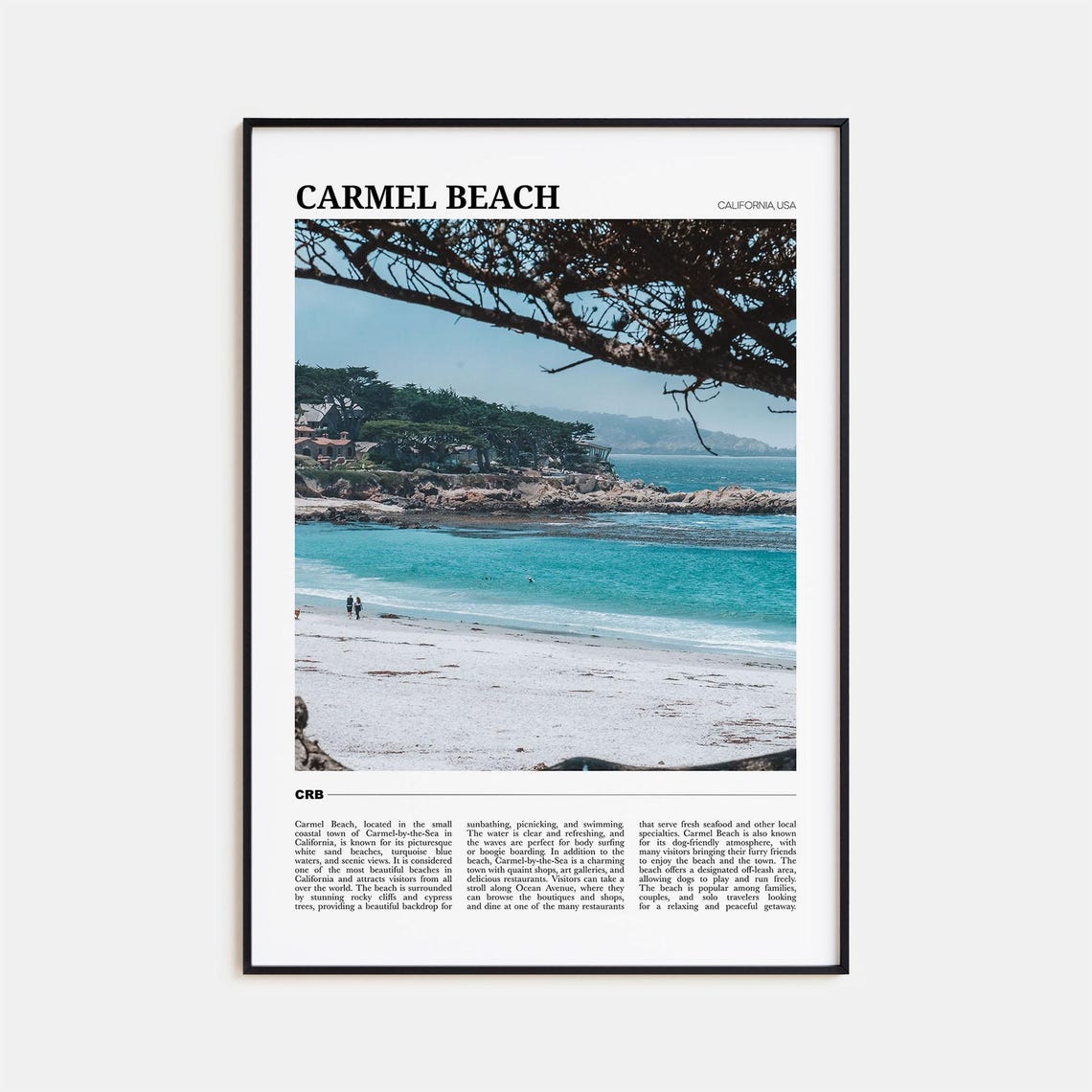 Carmel Beach California White Sand Cypress Trees Ocean Travel Poster