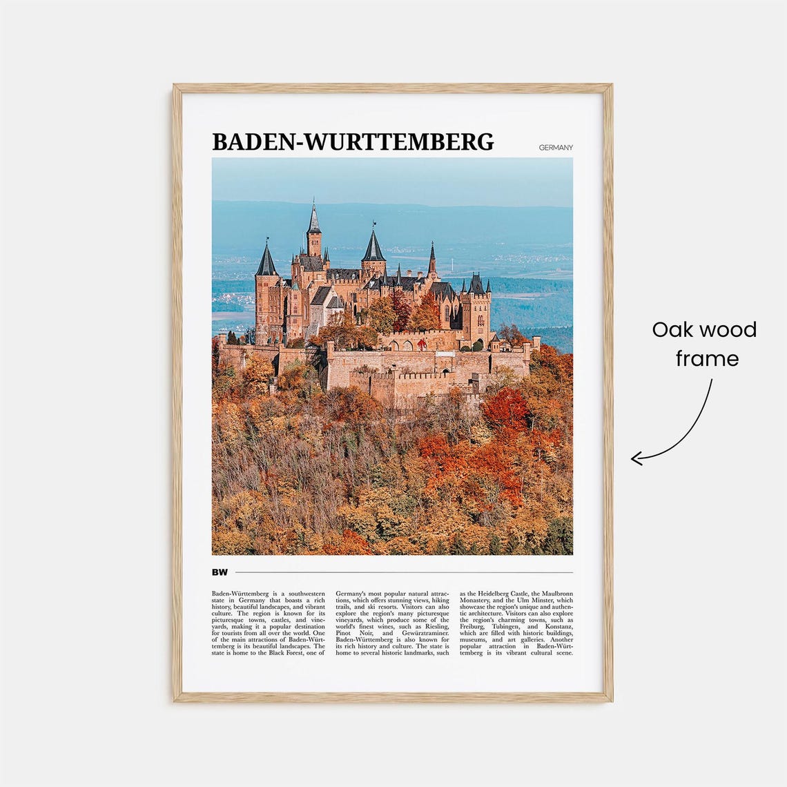 Baden Wurttemberg Germany Autumn Hilltop Castle Travel Poster - Image 3