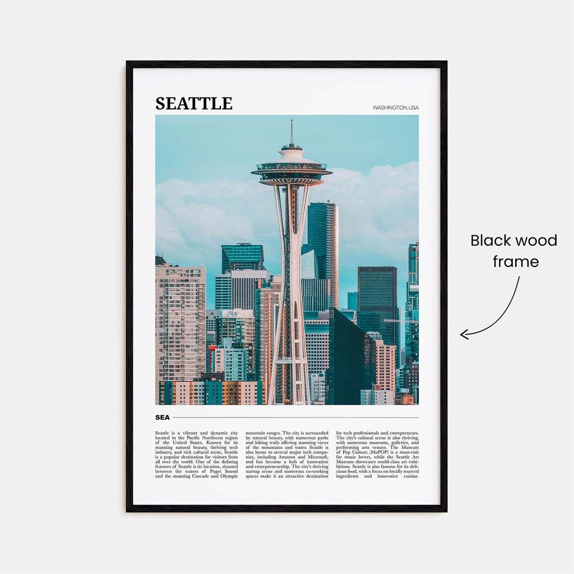 Seattle Travel Poster No 3, Washington USA Art Print - Image 2