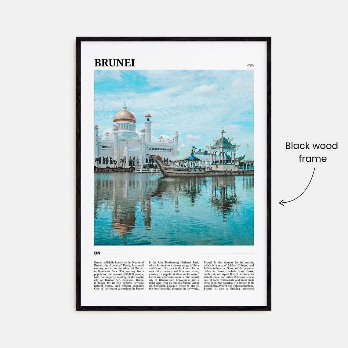 Brunei Asia Golden Dome Mosque Royal Barge Waterfront Photo Poster - Image 2