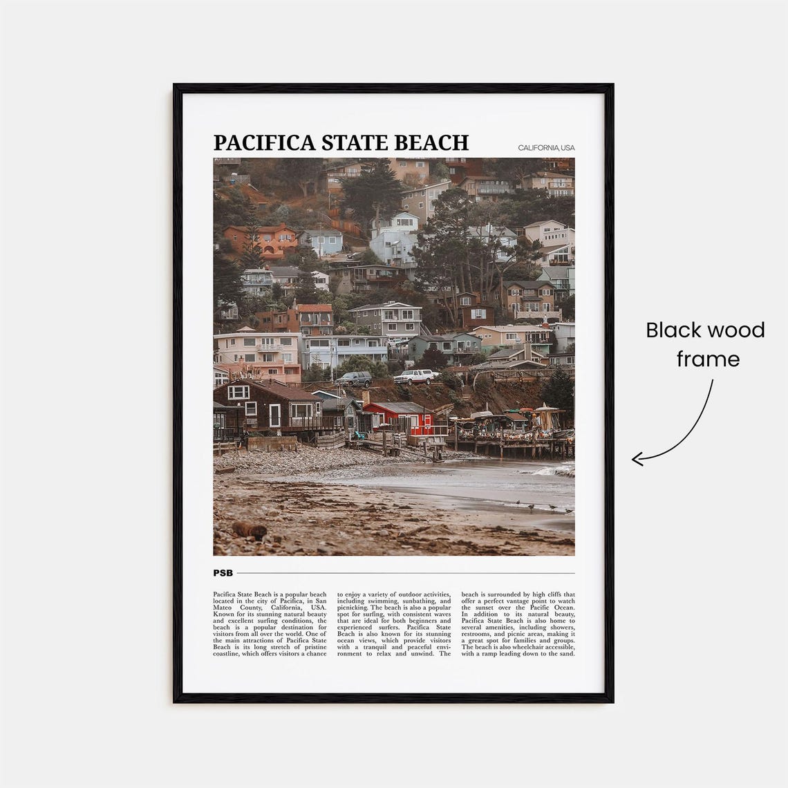 Pacifica State Beach California USA Coastal Cliffside Homes Poster - Image 2