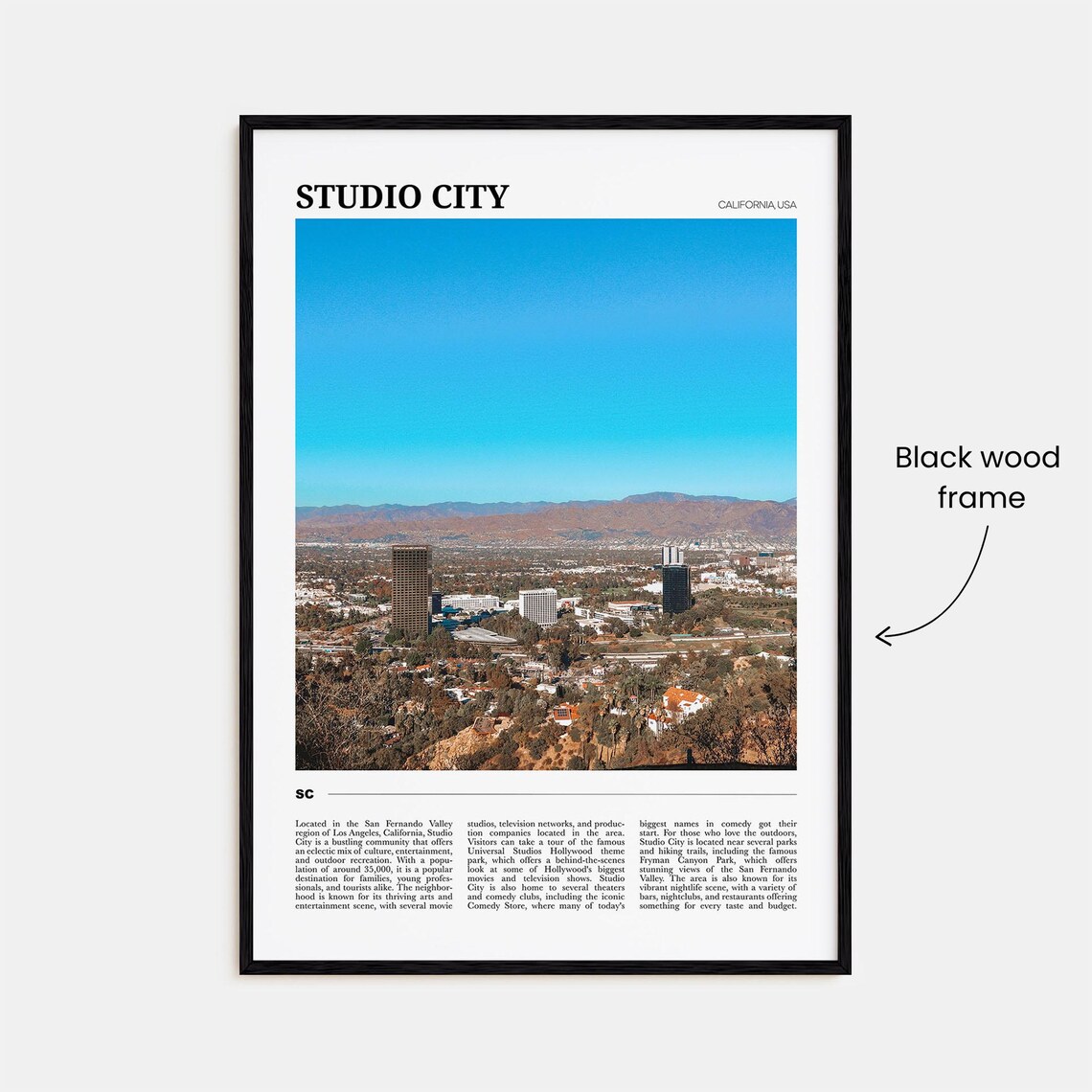 Studio City California San Fernando Valley Skyline Travel Poster - Image 2