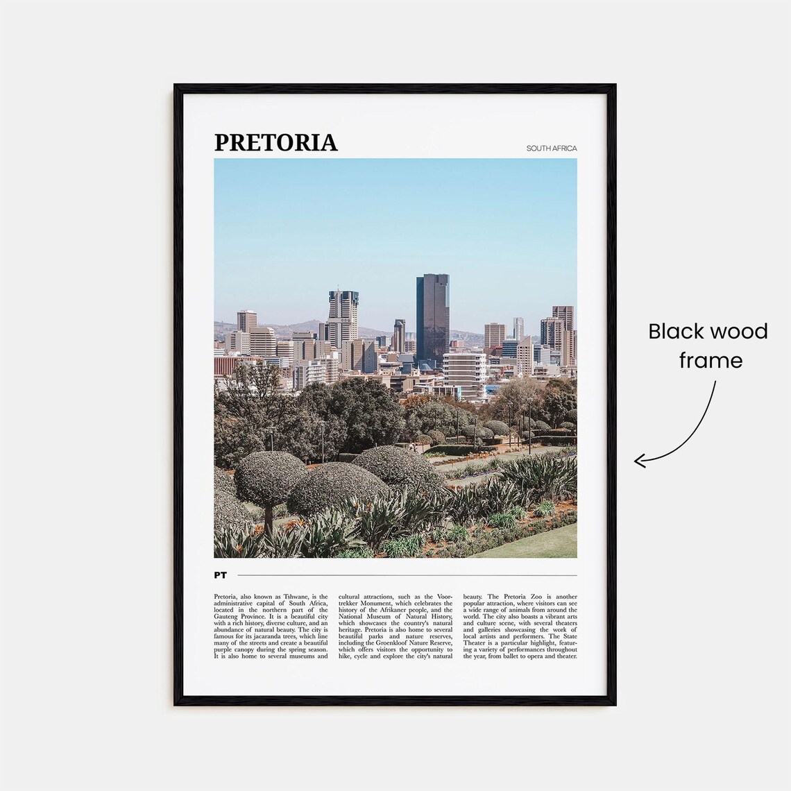 Pretoria South Africa City Skyline Above Green Gardens Poster - Image 2