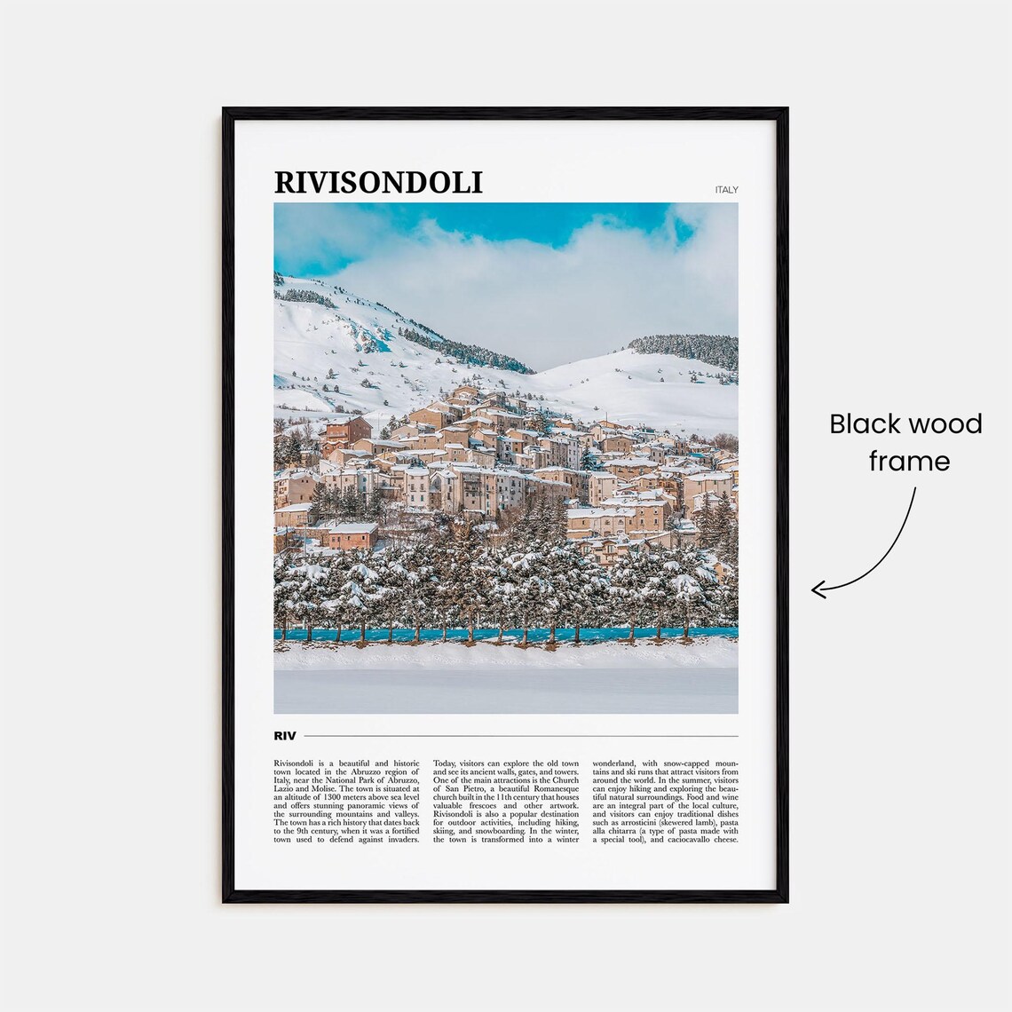 Rivisondoli Italy Snowy Alpine Village Winter Mountains Travel Poster - Image 2