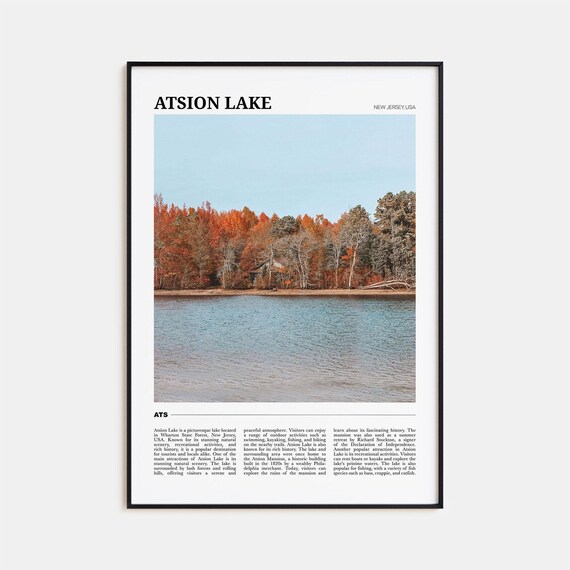 Atsion Lake New Jersey Autumn Shoreline Forest Cabin Travel Poster