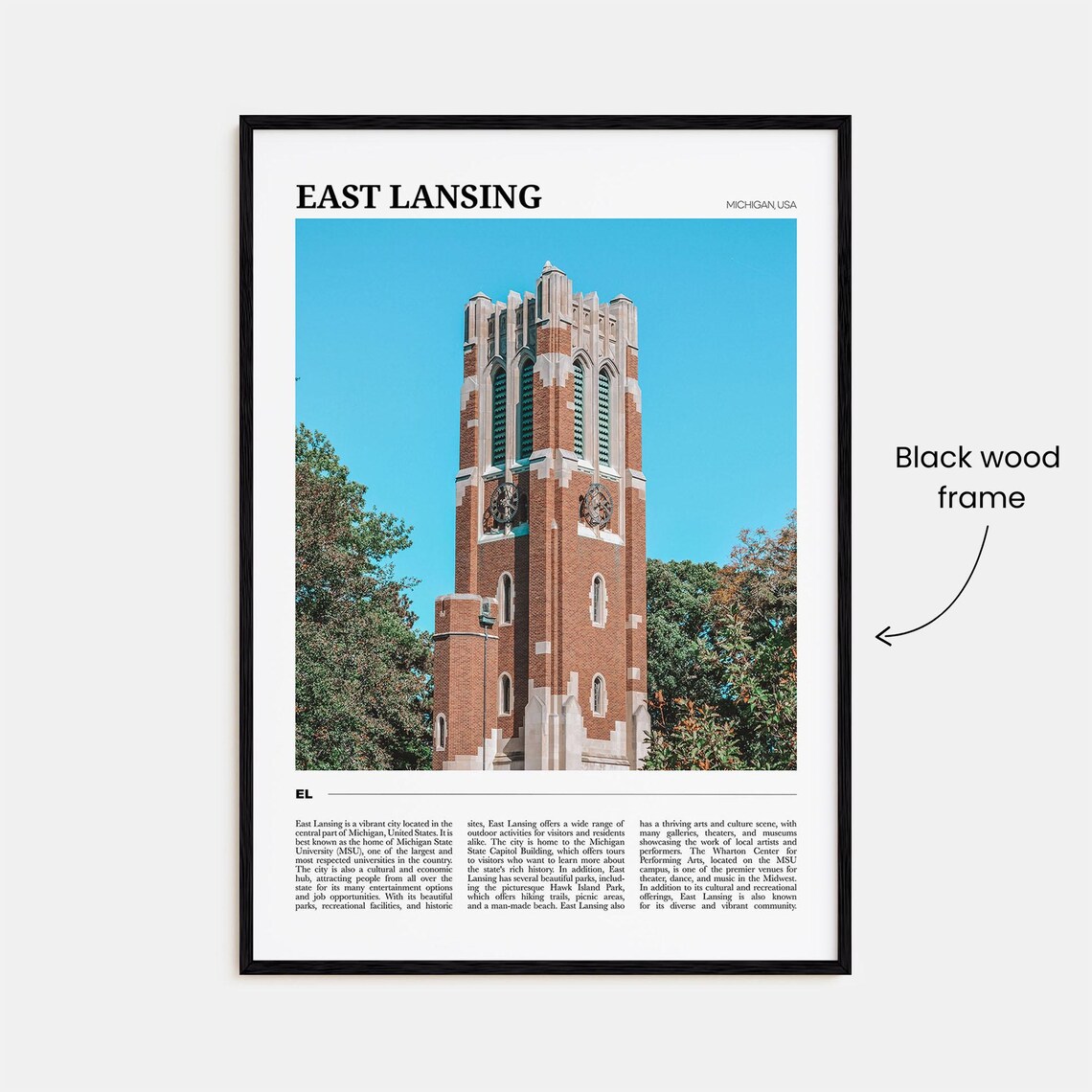East Lansing Travel Poster, Michigan USA Art Print - Image 2