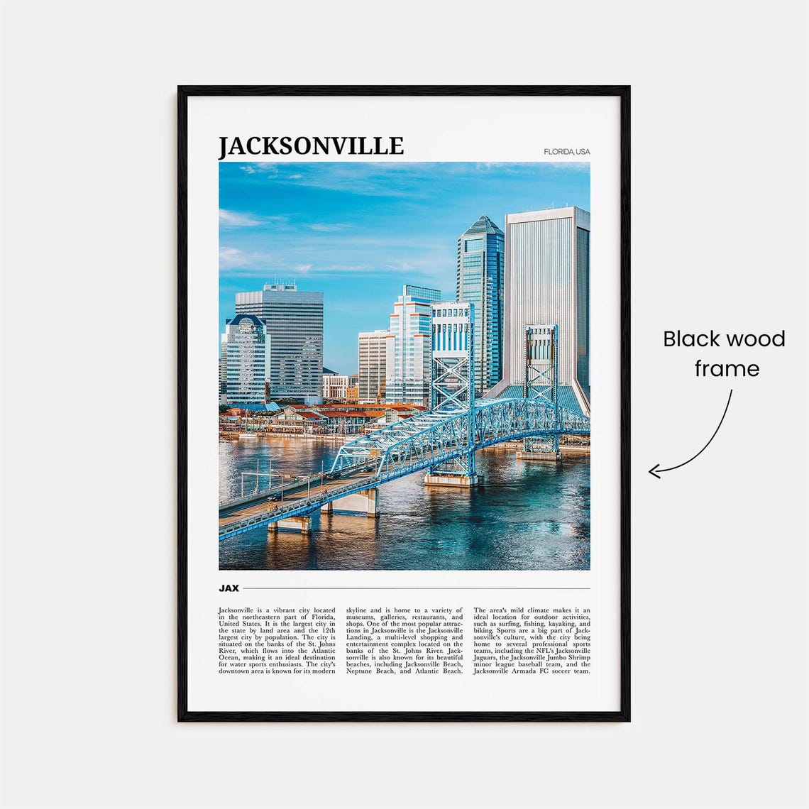 Jacksonville Travel Poster Jacksonville Wall Art Jacksonville Poster Print Jacksonville Photo Jacksonville Decor Florida Usa - Image 2