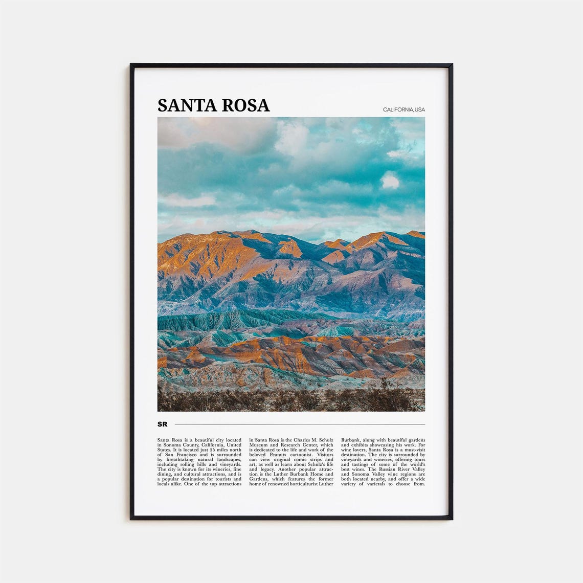 Santa Rosa Travel Poster No 1 Santa Rosa Wall Art Santa Rosa Poster Print Santa Rosa Photo Santa Rosa Decor California Usa
