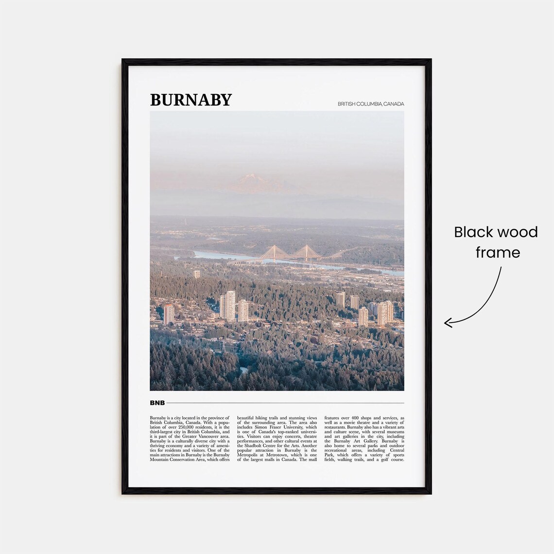 Burnaby British Columbia Aerial City View Mountain Skyline Poster - Image 2