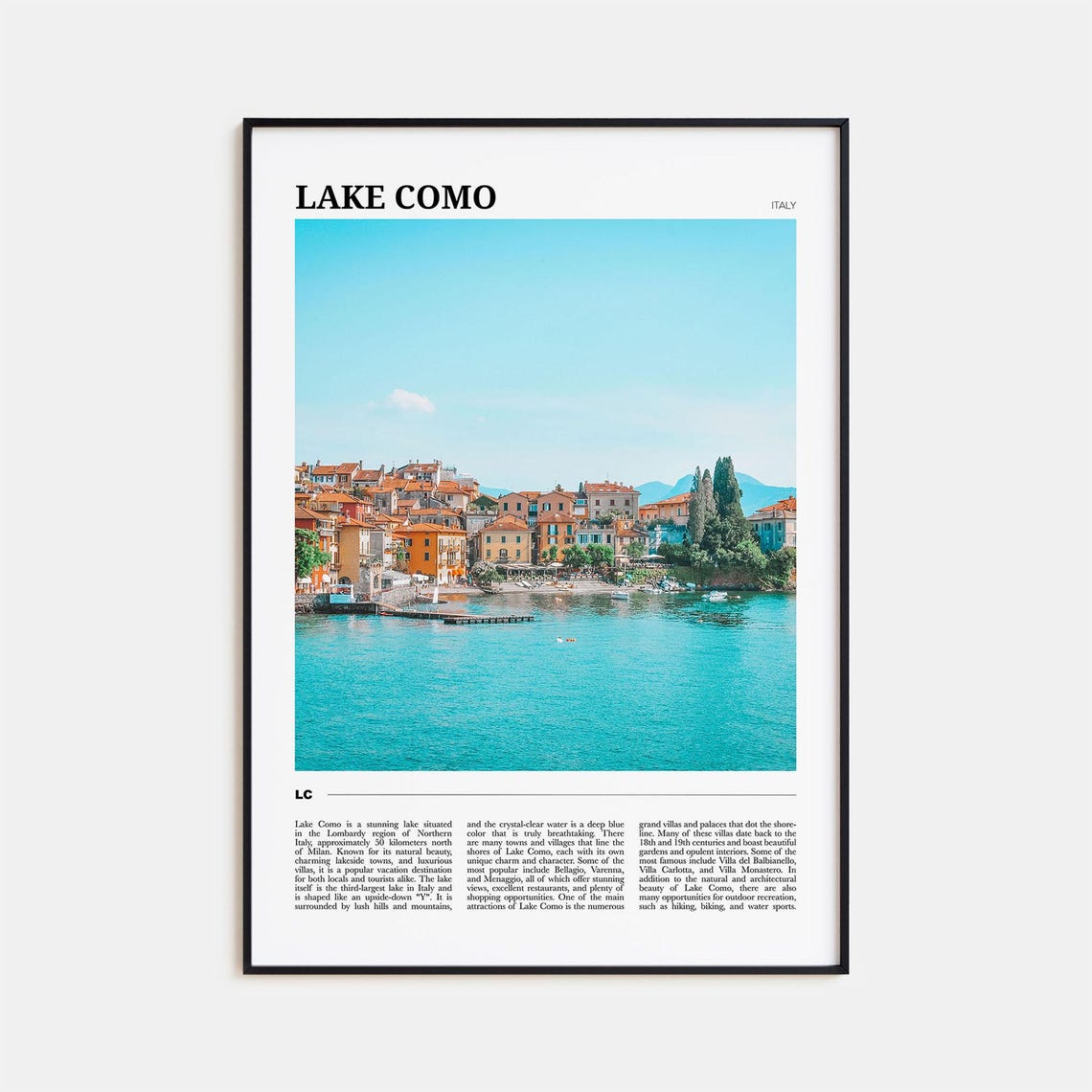 Lake Como Italy Lakeside Town Turquoise Water Italian Travel Poster