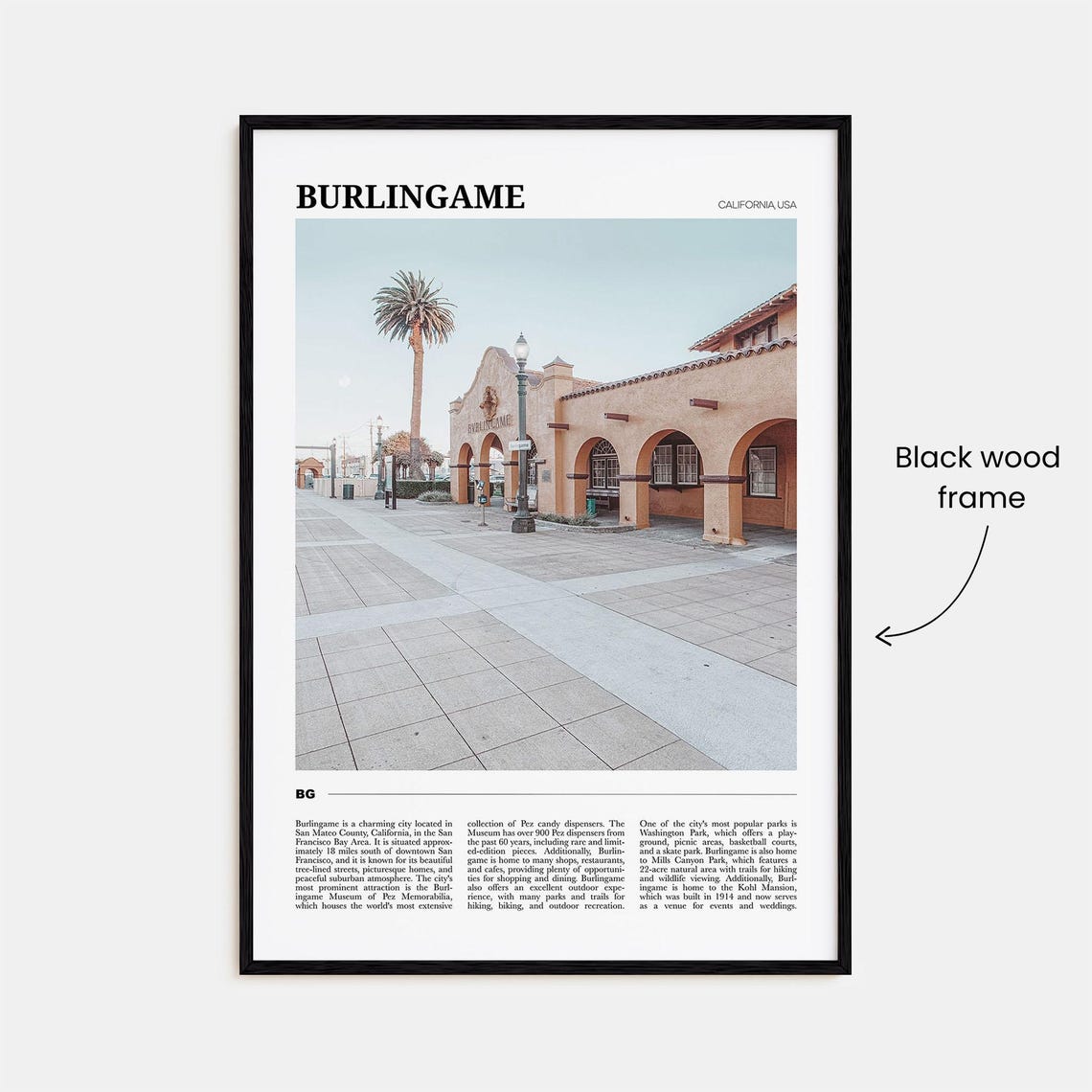 Burlingame Travel Poster Burlingame Wall Art Burlingame Poster Print Burlingame Photo Burlingame Decor California Usa - Image 2