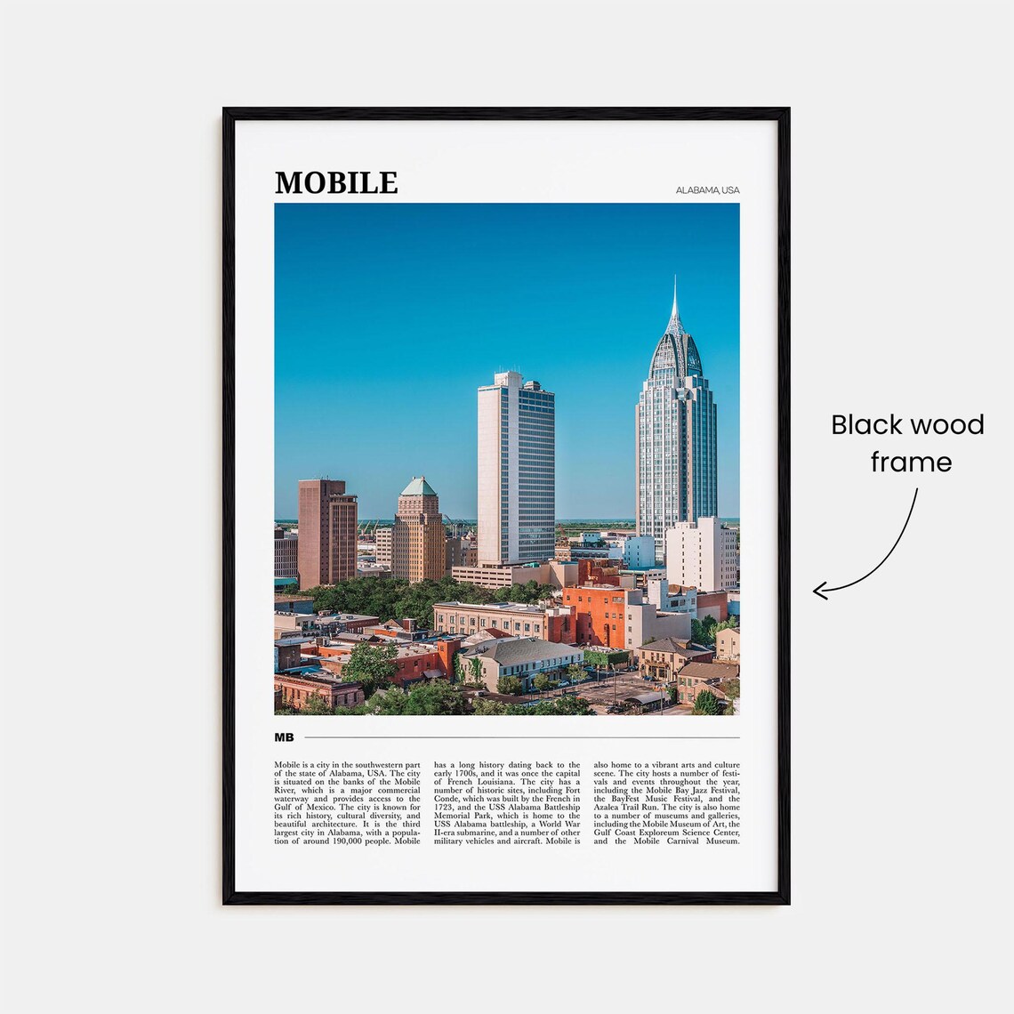 Mobile Alabama Downtown Skyline Gulf Coast Travel Poster Series - Image 2
