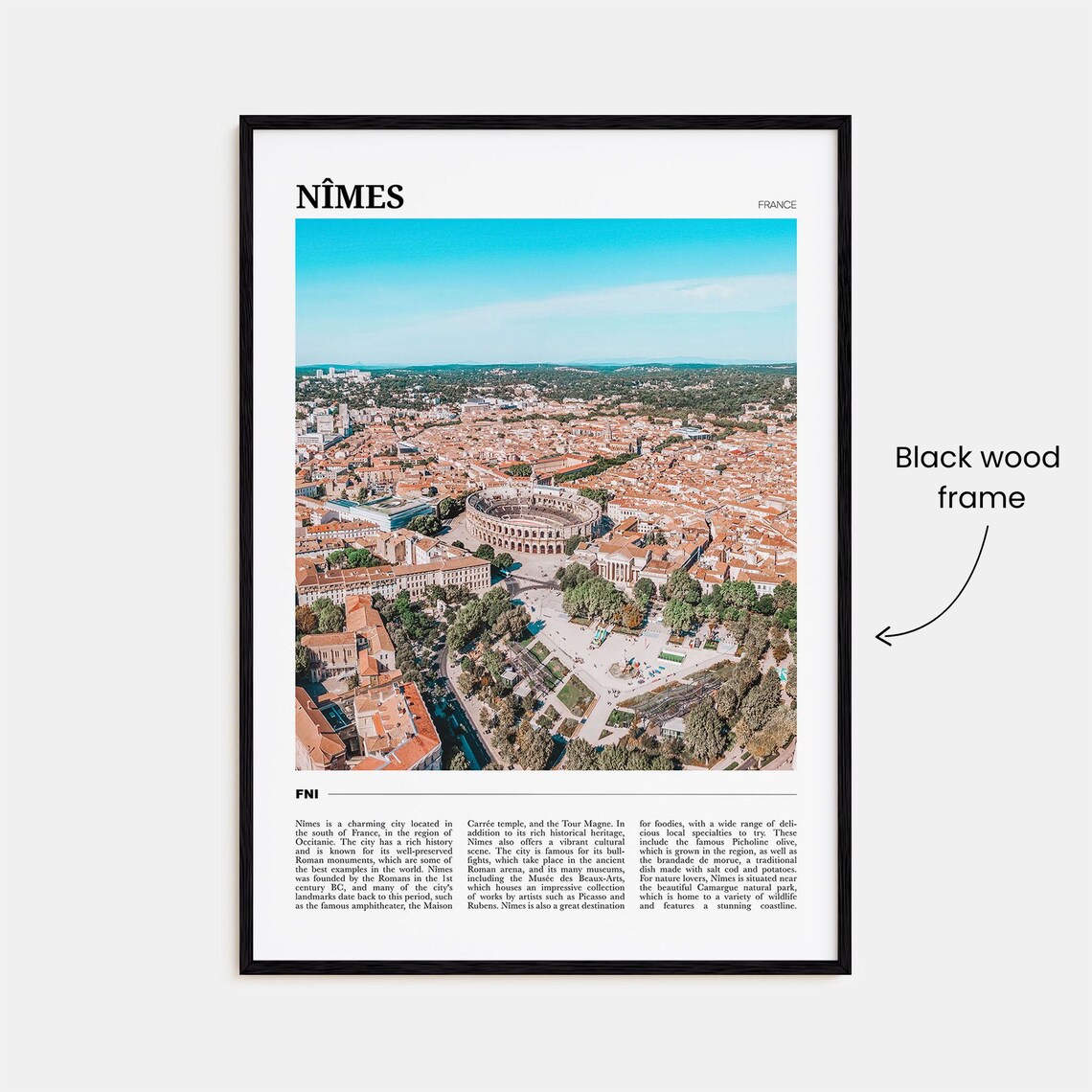 Nimes France Aerial Roman Arena Old Town Travel Photo Poster - Image 2