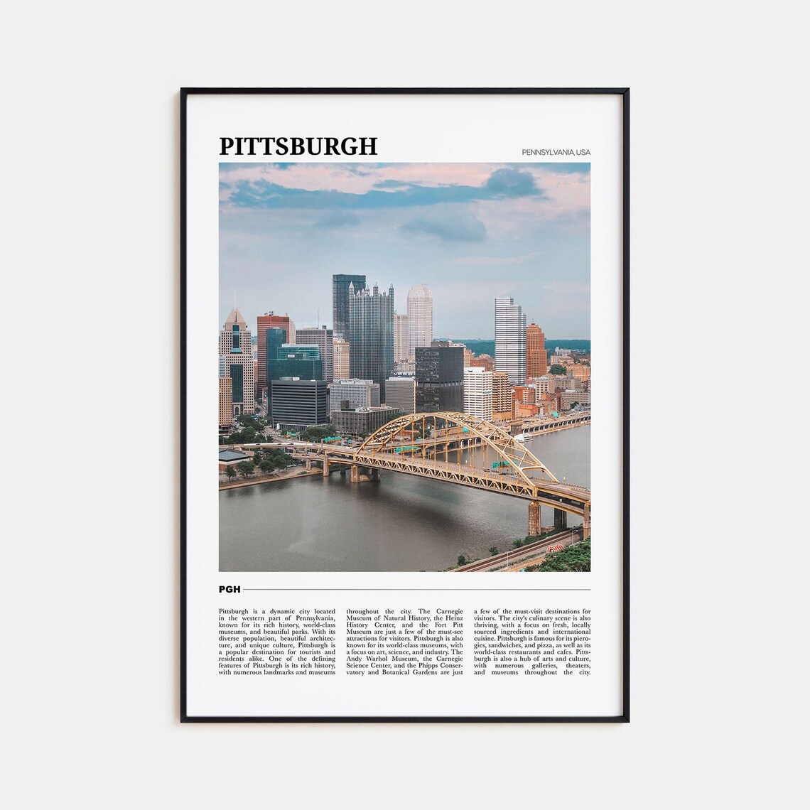 Pittsburgh Travel Poster, Pennsylvania Wall Art Print